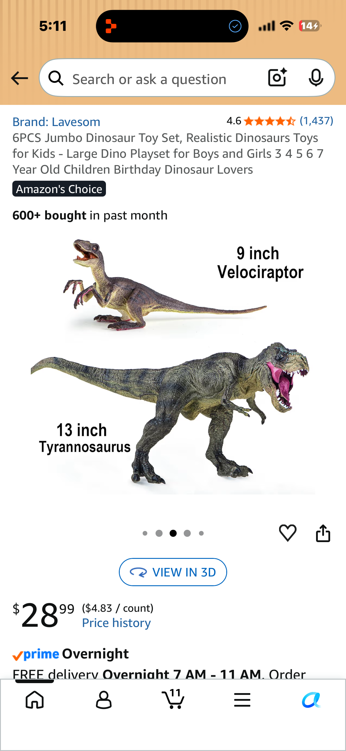 6 Piece Jumbo Dinosaur Toy Set, Realistic Dinosaur Playset for Dinosaur Lovers