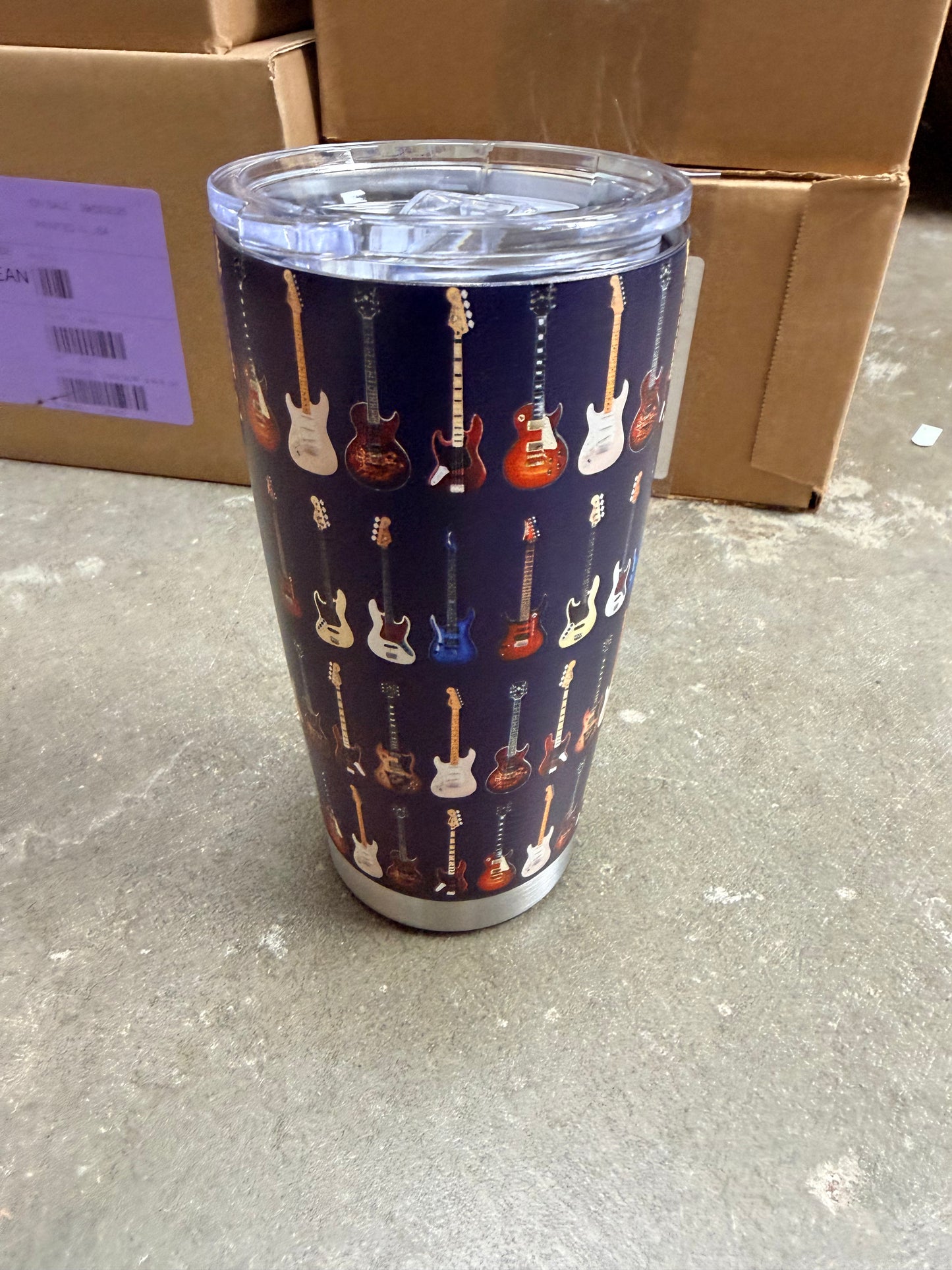 Electric Guitar Guitar Player Music Sound Musician Symbol Stainless Steel Insulated Tumbler (Navy Blue)
