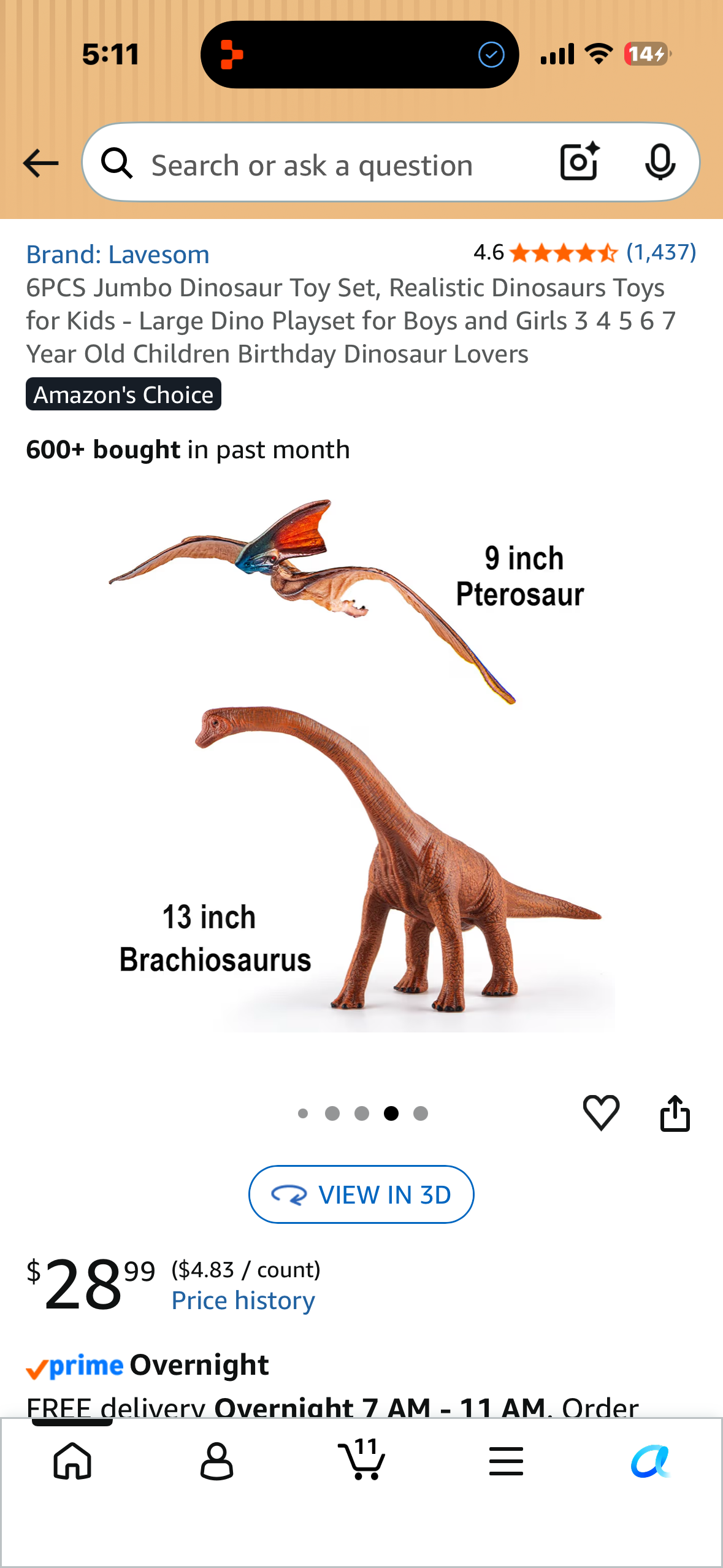 6 Piece Jumbo Dinosaur Toy Set, Realistic Dinosaur Playset for Dinosaur Lovers