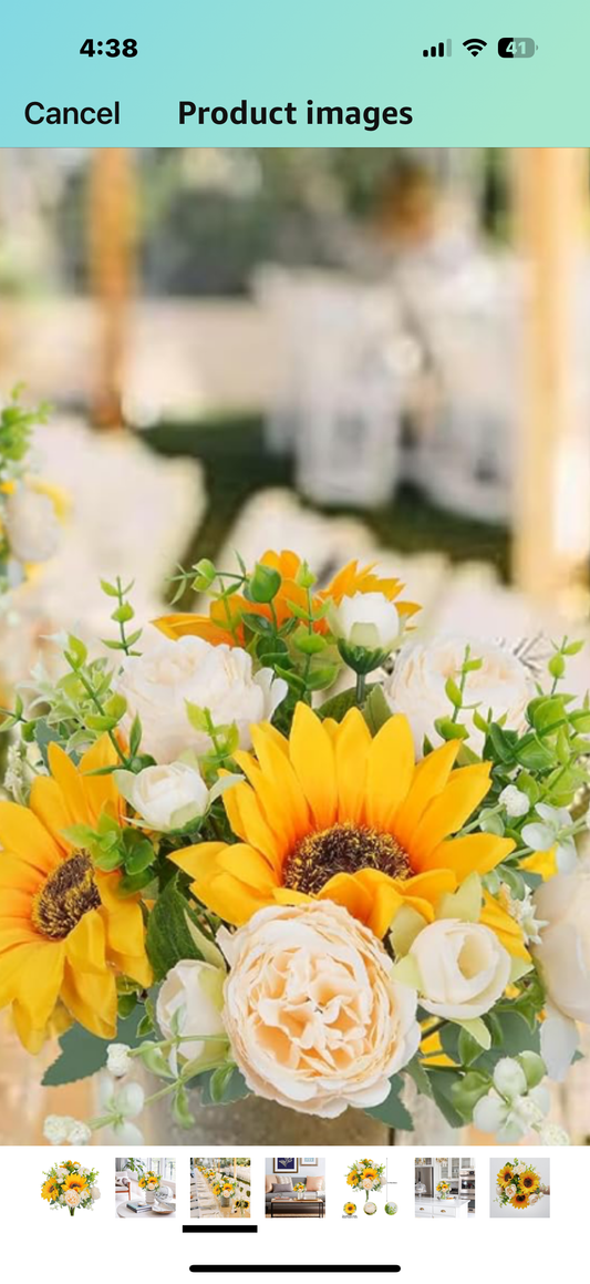 Peonies Artificial Flowers,  Fake Flowers Sunflowers Small Silk Flowers Faux Florals Arrangements Fake Bouquet for Home Decor Indoor Table Centerpiece Bridal Wedding Decor