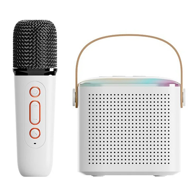 Mini Karaoke Machine for Kids,Portable Bluetooth Speaker with Wireless Microphone for Kids Toddler,Gifts for Girls and Boys Birthday, White