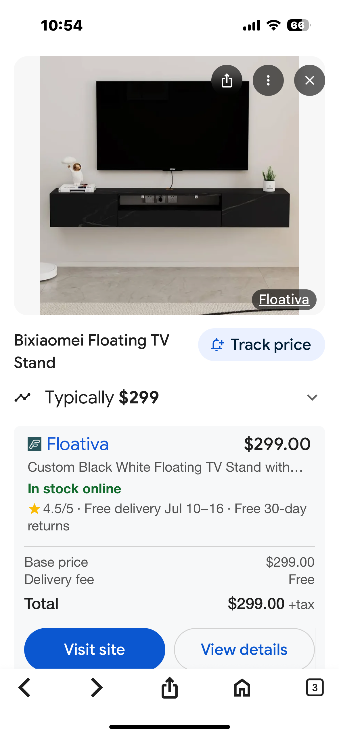 New - Floating TV Stand, 62'' Solid Wood Wall Mounted TV Cabinet, Floating Shelves with Door & Drawers, (61.65IN, White) (L922)