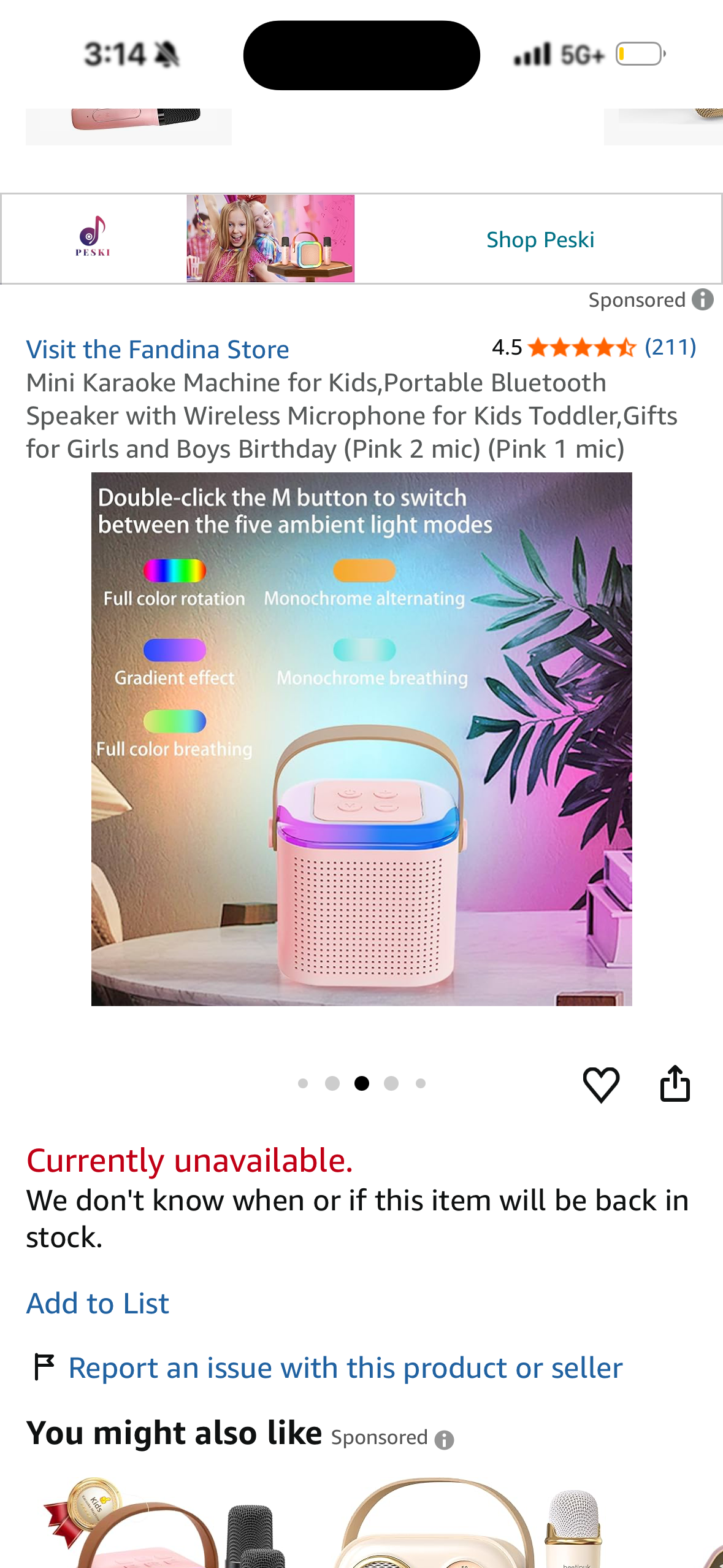 Mini Karaoke Machine for Kids,Portable Bluetooth Speaker with Wireless Microphone for Kids Toddler,Gifts for Girls and Boys Birthday, White