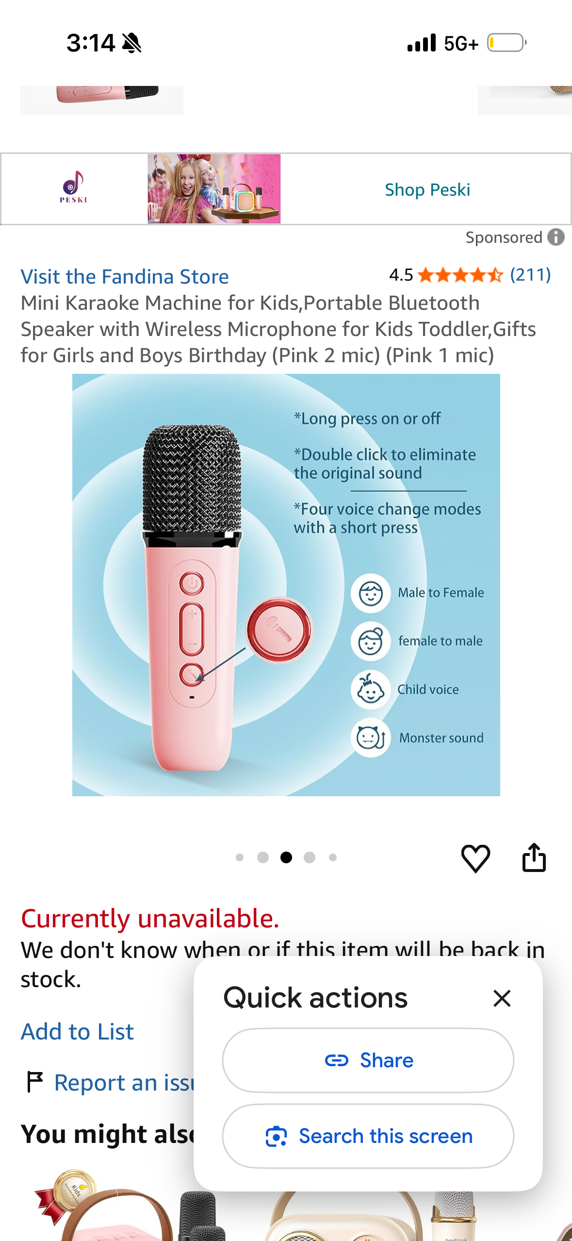 Mini Karaoke Machine for Kids,Portable Bluetooth Speaker with Wireless Microphone for Kids Toddler,Gifts for Girls and Boys Birthday, White