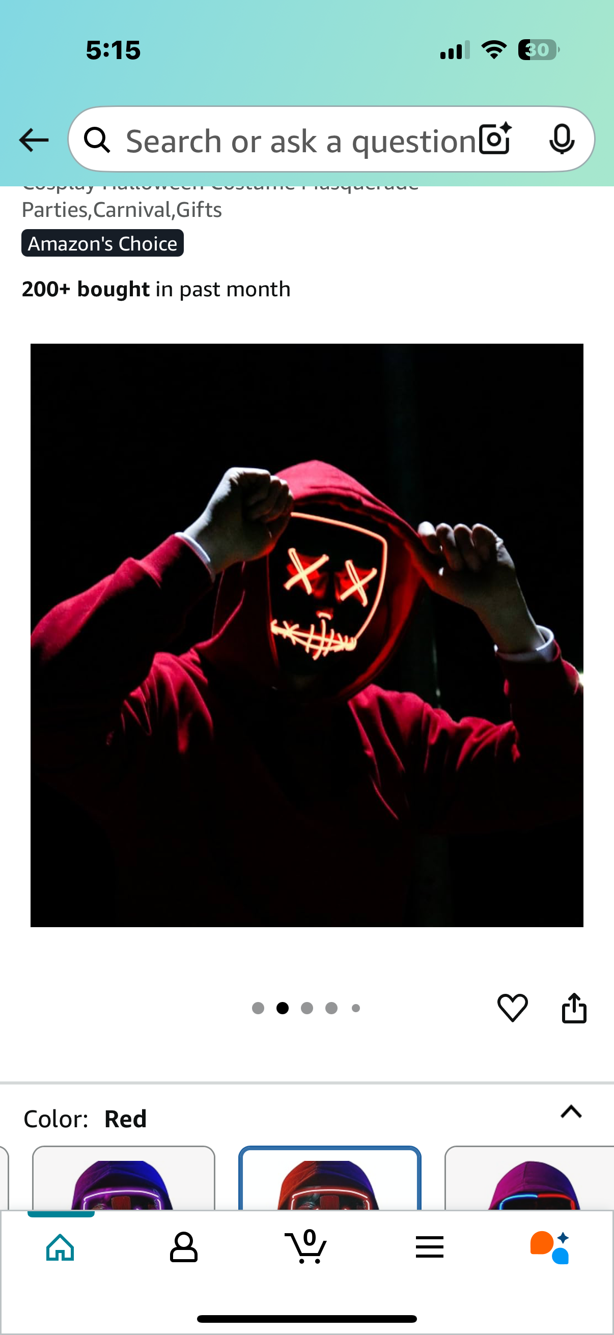 Poptrend Halloween Mask LED Light up Mask for Festival Cosplay Halloween Costume Masquerade Parties