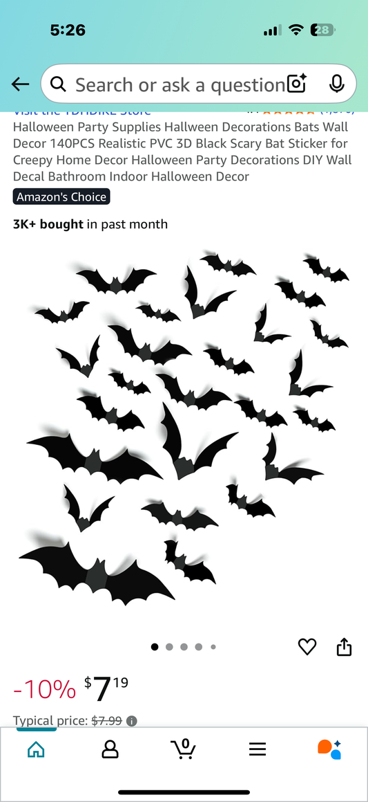 Halloween Party Supplies Hallween Decorations Bats Wall Decor 140PCS Realistic PVC 3D Black Scary Bat Sticker for Creepy Home Decor Halloween Party Decorations DIY Wall Decal Bathroom Indoor Halloween Decor