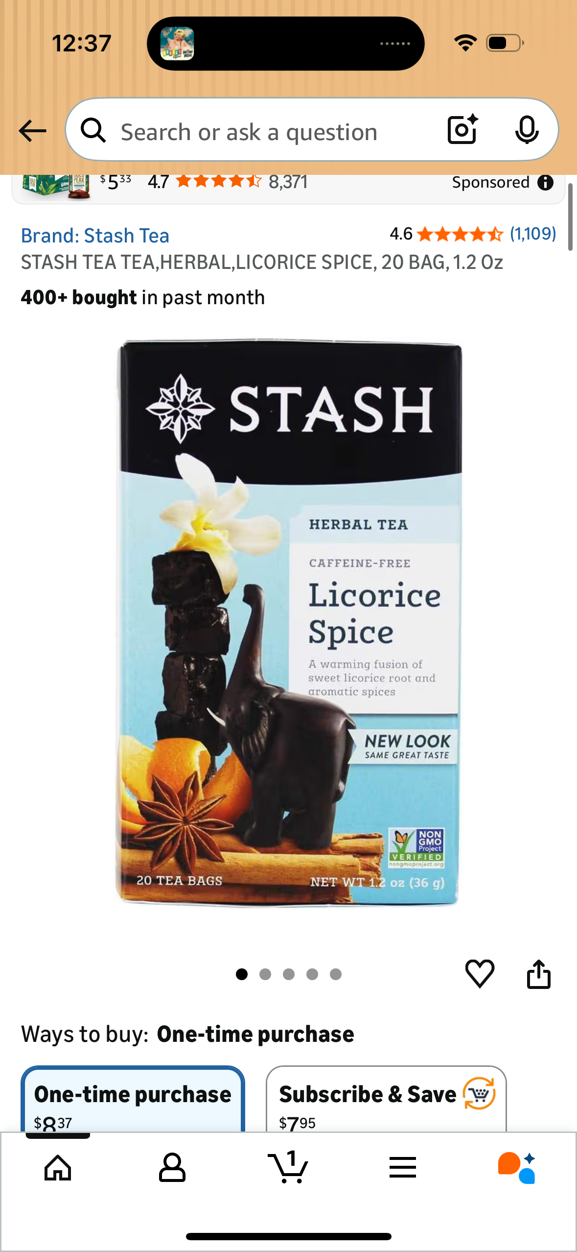 STASH TEA TEA, HERBAL, LICORICE SPICE, 20 BAG, 1.2 Oz