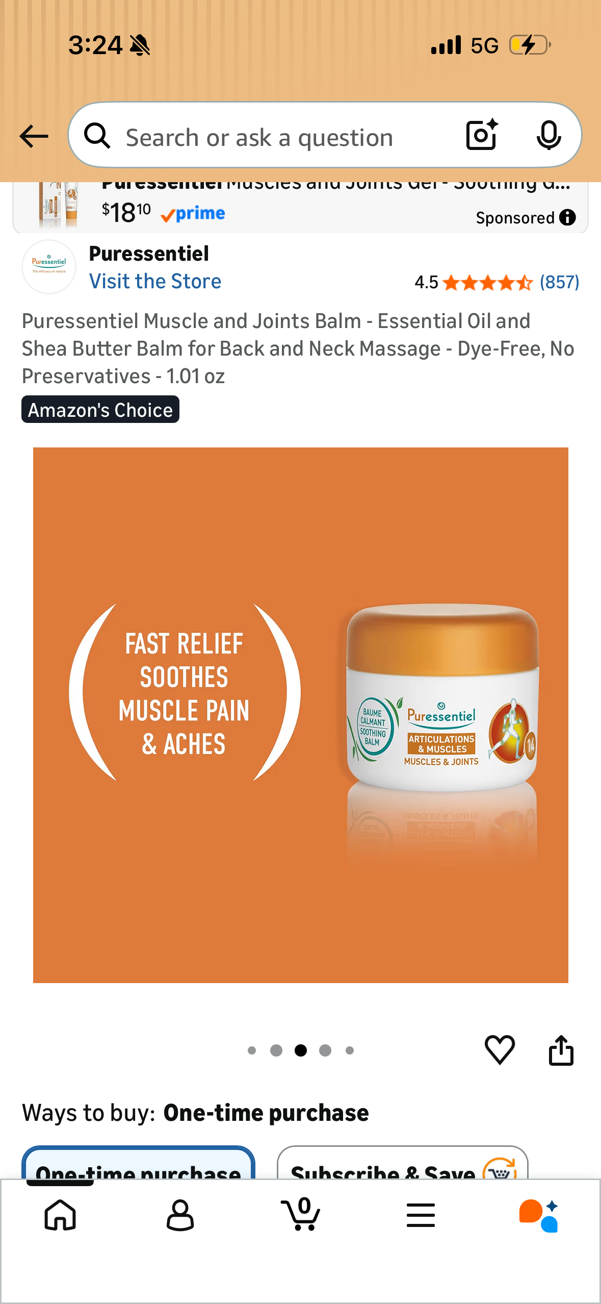 Puressentiel Muscle and Joints Balm - Essential Oil and Shea Butter Balm for Back and Neck Massage - Dye-Free, No Preservatives - 1.01 oz