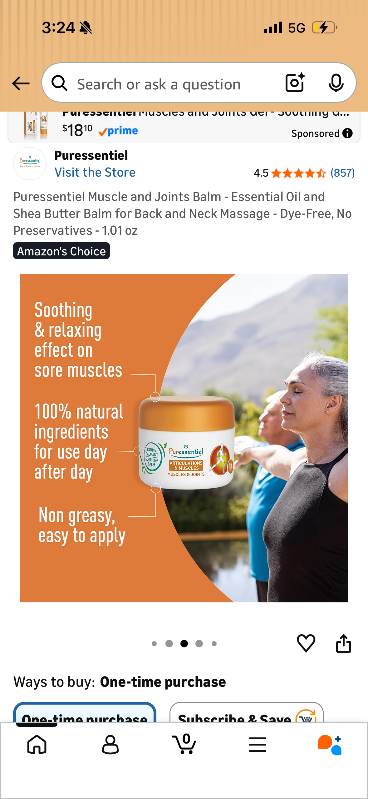 Puressentiel Muscle and Joints Balm - Essential Oil and Shea Butter Balm for Back and Neck Massage - Dye-Free, No Preservatives - 1.01 oz
