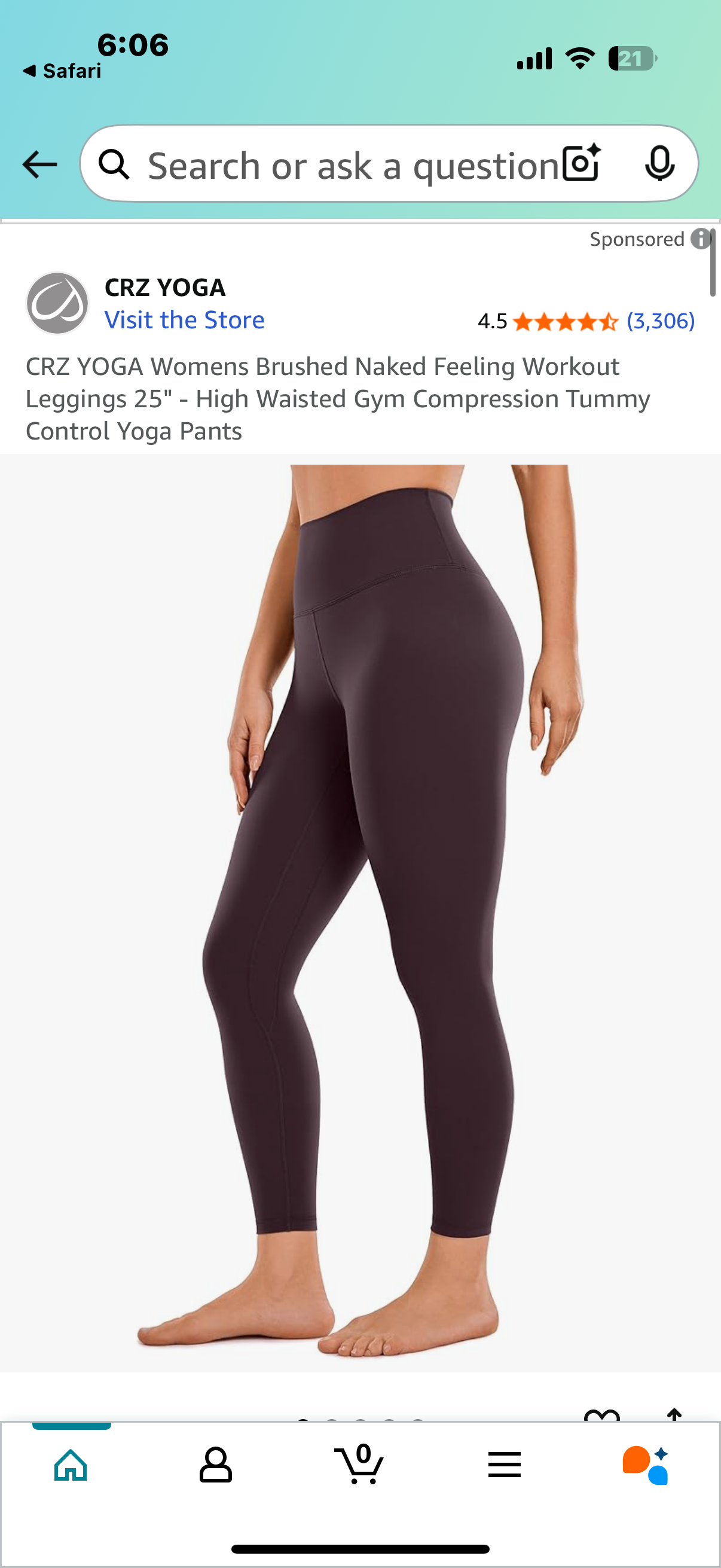 CRZ YOGA Womens Brushed Naked Feeling Workout Leggings 25" - High Waisted Gym Compression Tummy Control Yoga Pants (Size Large) Breeze Blue
