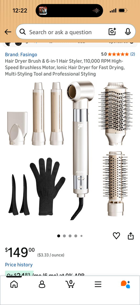 Hair Dryer Brush & 6-in-1 Hair Styler, 110,000 RPM High-Speed Brushless Motor, Ionic Hair Dryer for Fast Drying, Multi-Styling Tool and Professional Styling