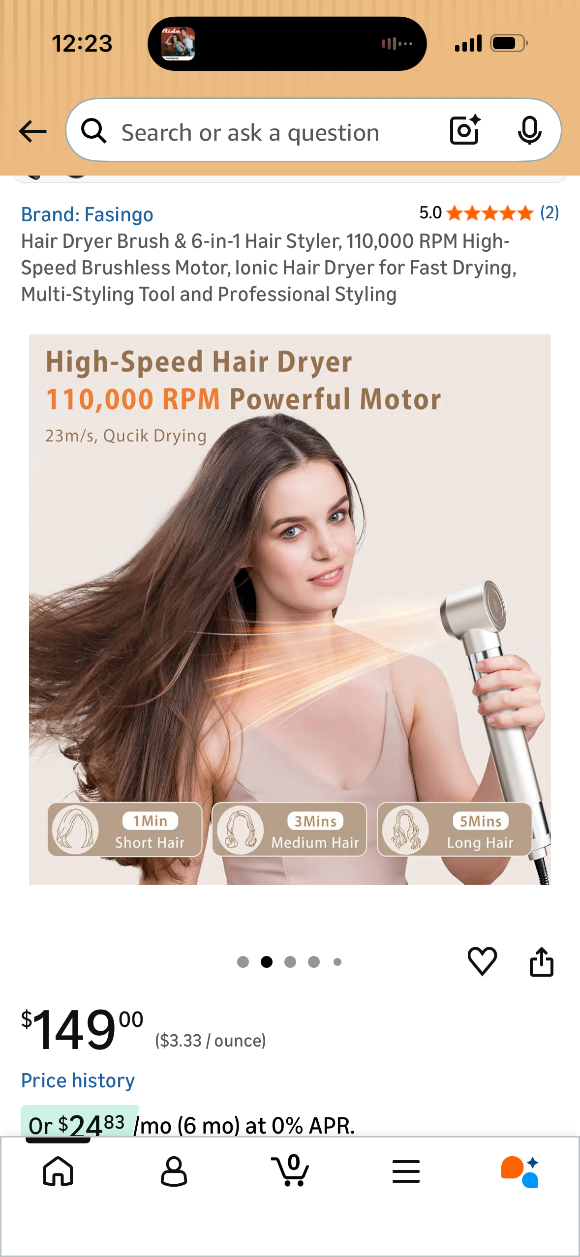 Hair Dryer Brush & 6-in-1 Hair Styler, 110,000 RPM High-Speed Brushless Motor, Ionic Hair Dryer for Fast Drying, Multi-Styling Tool and Professional Styling