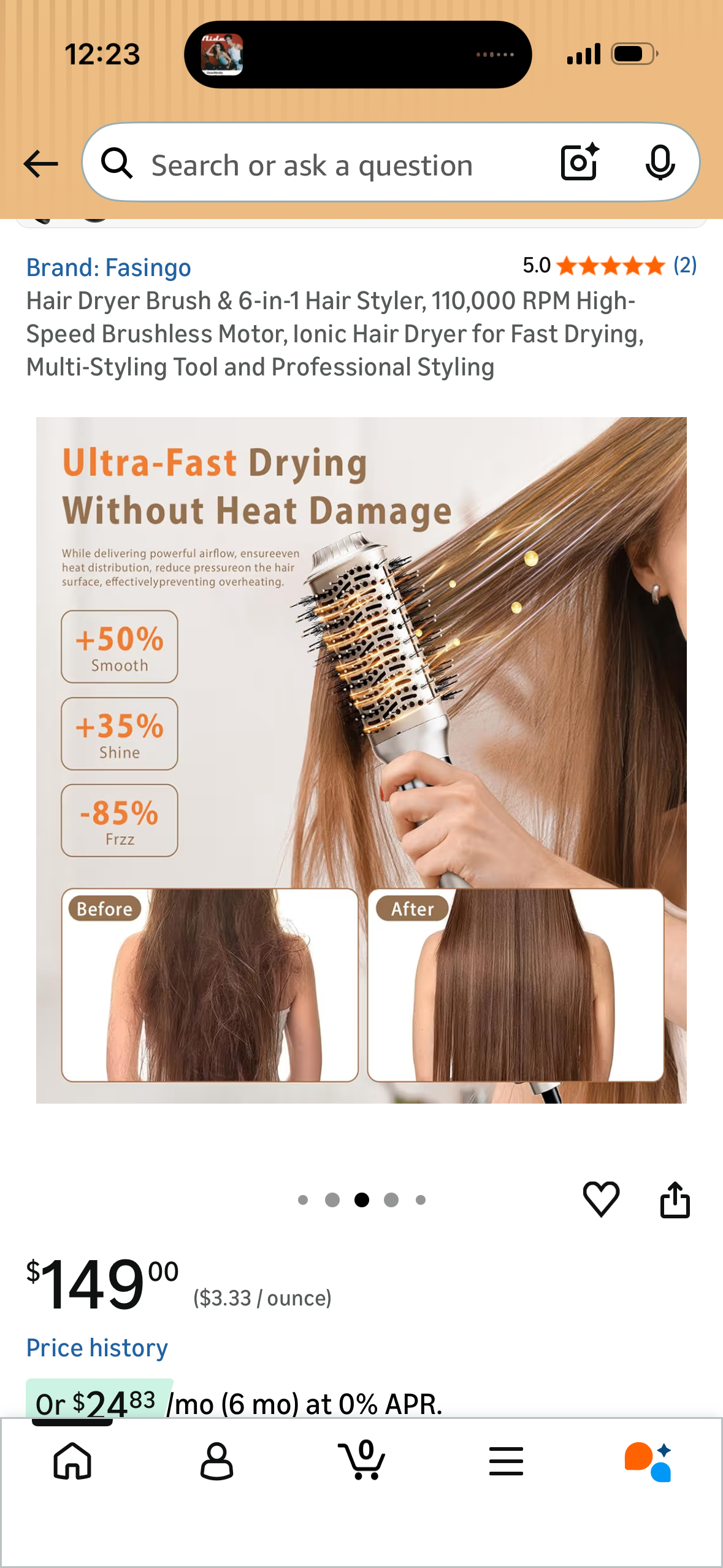 Hair Dryer Brush & 6-in-1 Hair Styler, 110,000 RPM High-Speed Brushless Motor, Ionic Hair Dryer for Fast Drying, Multi-Styling Tool and Professional Styling