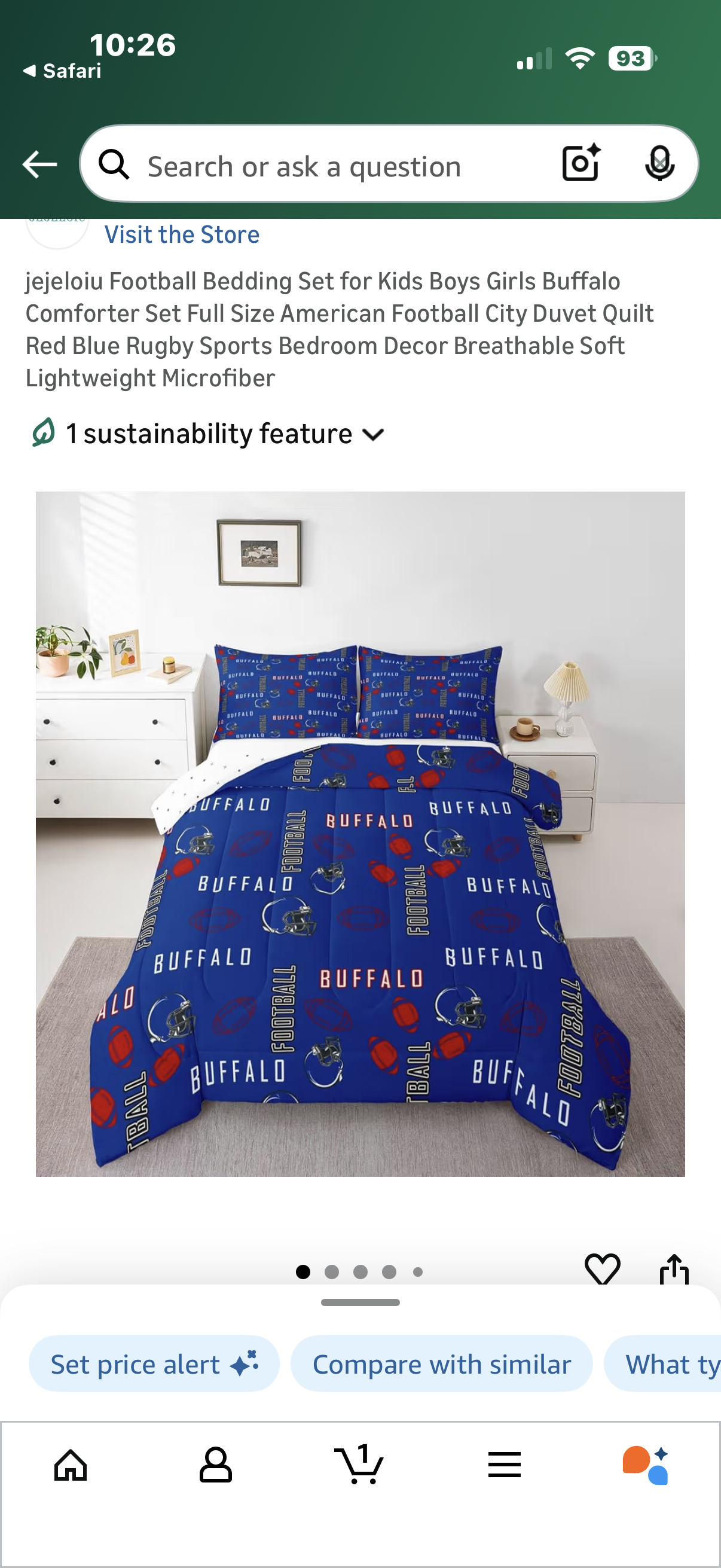 Football Bedding Set for Kids Boys Girls Buffalo Comforter Set Full Size American Football City Duvet Quilt Red Blue Rugby Sports Bedroom Decor Breathable Soft Lightweight Microfiber