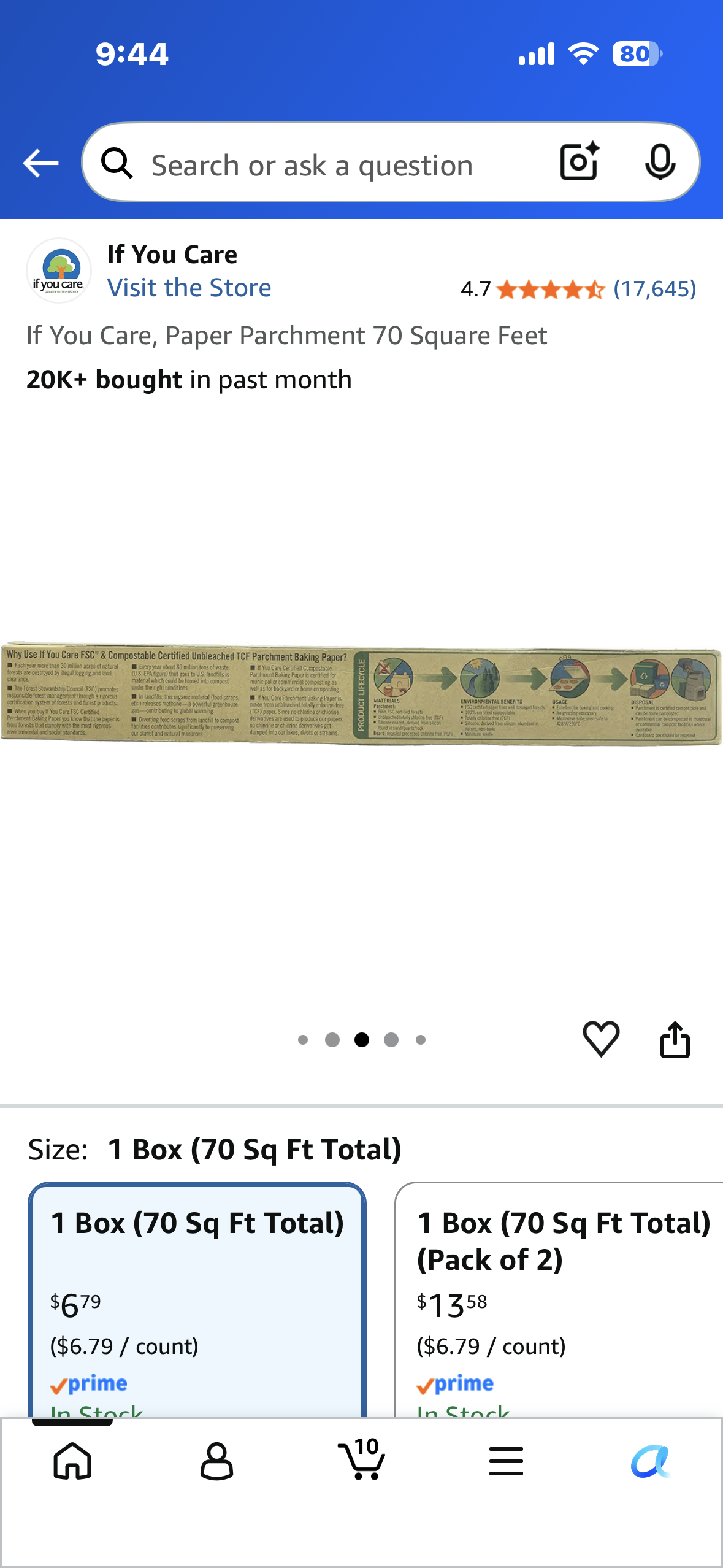 If You Care Parchment Baking Paper, Unbleached, 70 Sq Ft, 1 Ct