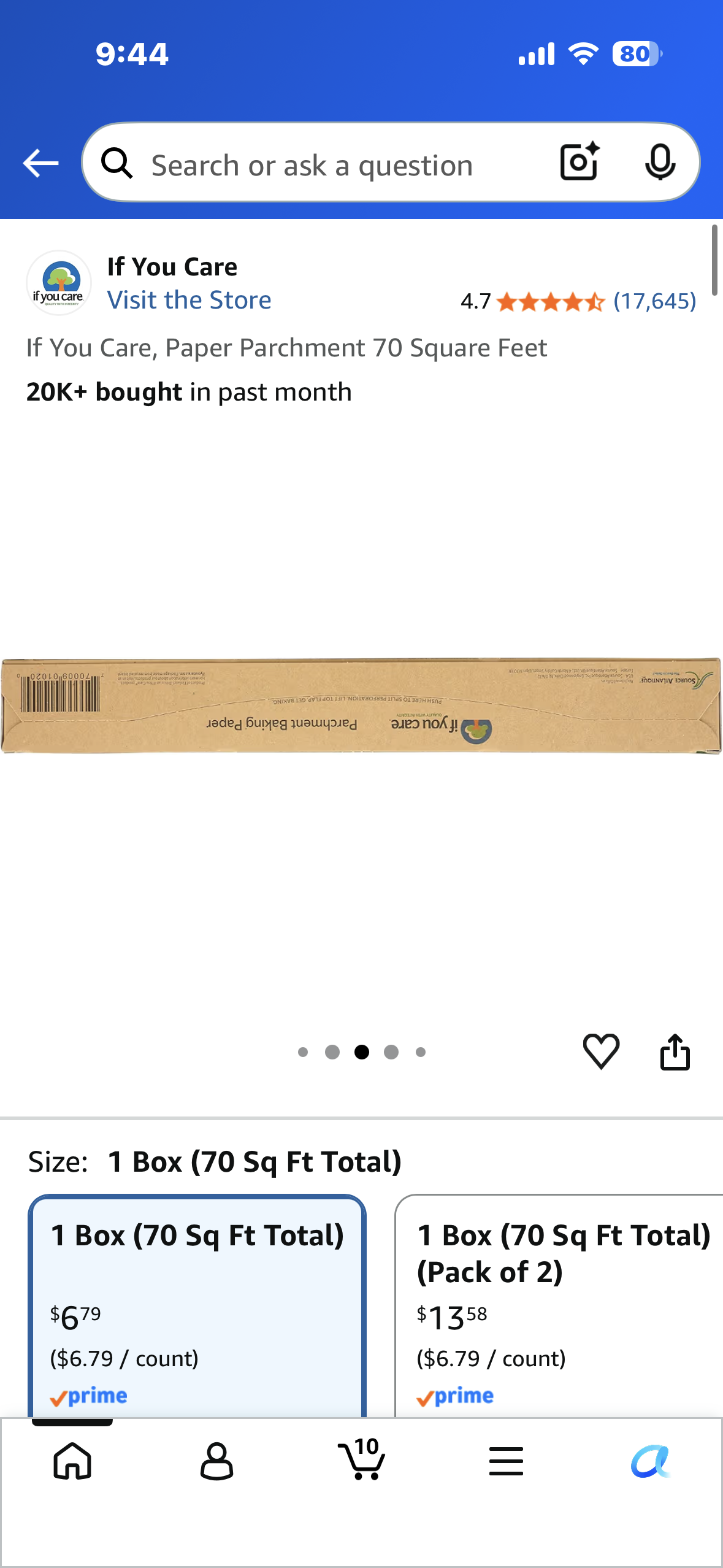 If You Care Parchment Baking Paper, Unbleached, 70 Sq Ft, 1 Ct