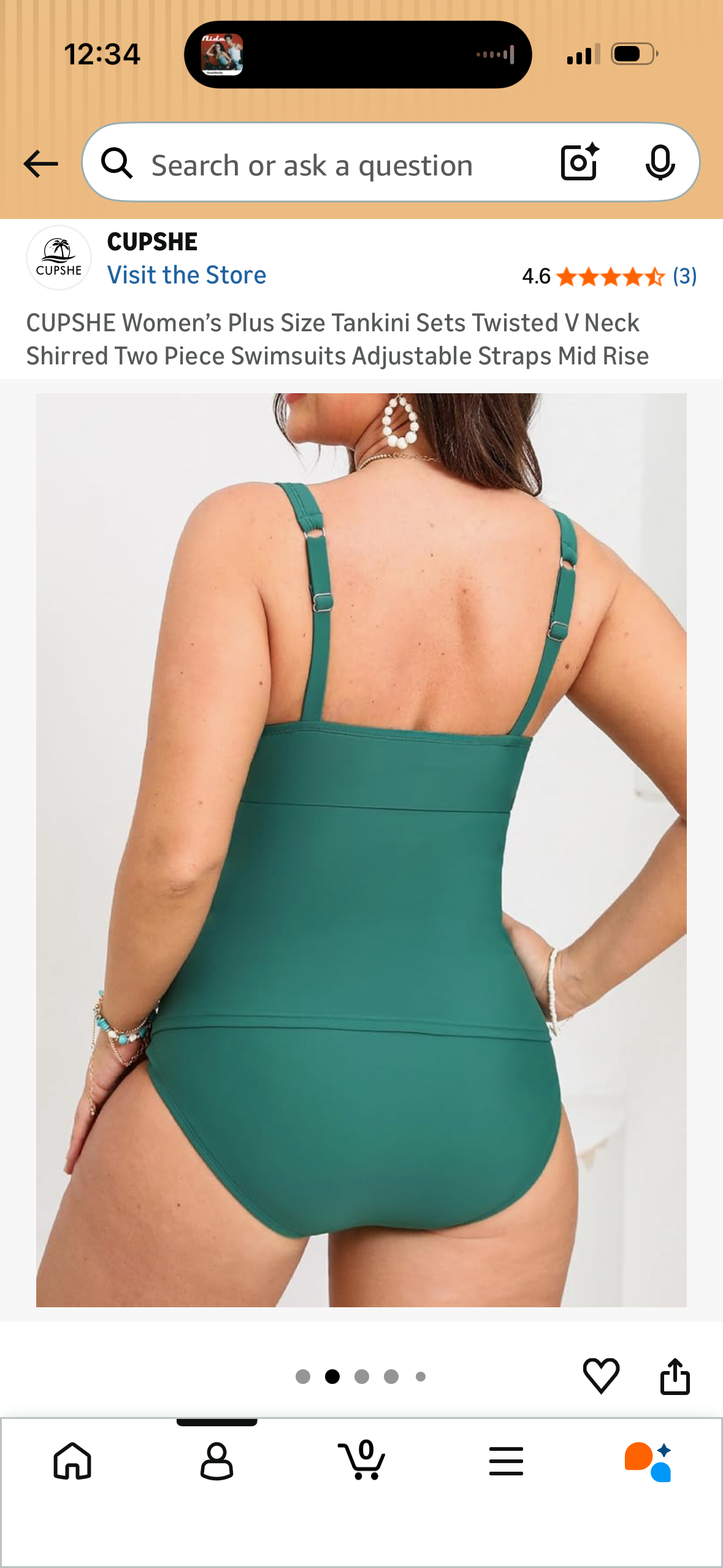 CUPSHE Women’s Plus Size Tankini Sets Twisted V Neck Shirred Two Piece Swimsuits Adjustable Straps Mid Rise (Size XXX-Large)