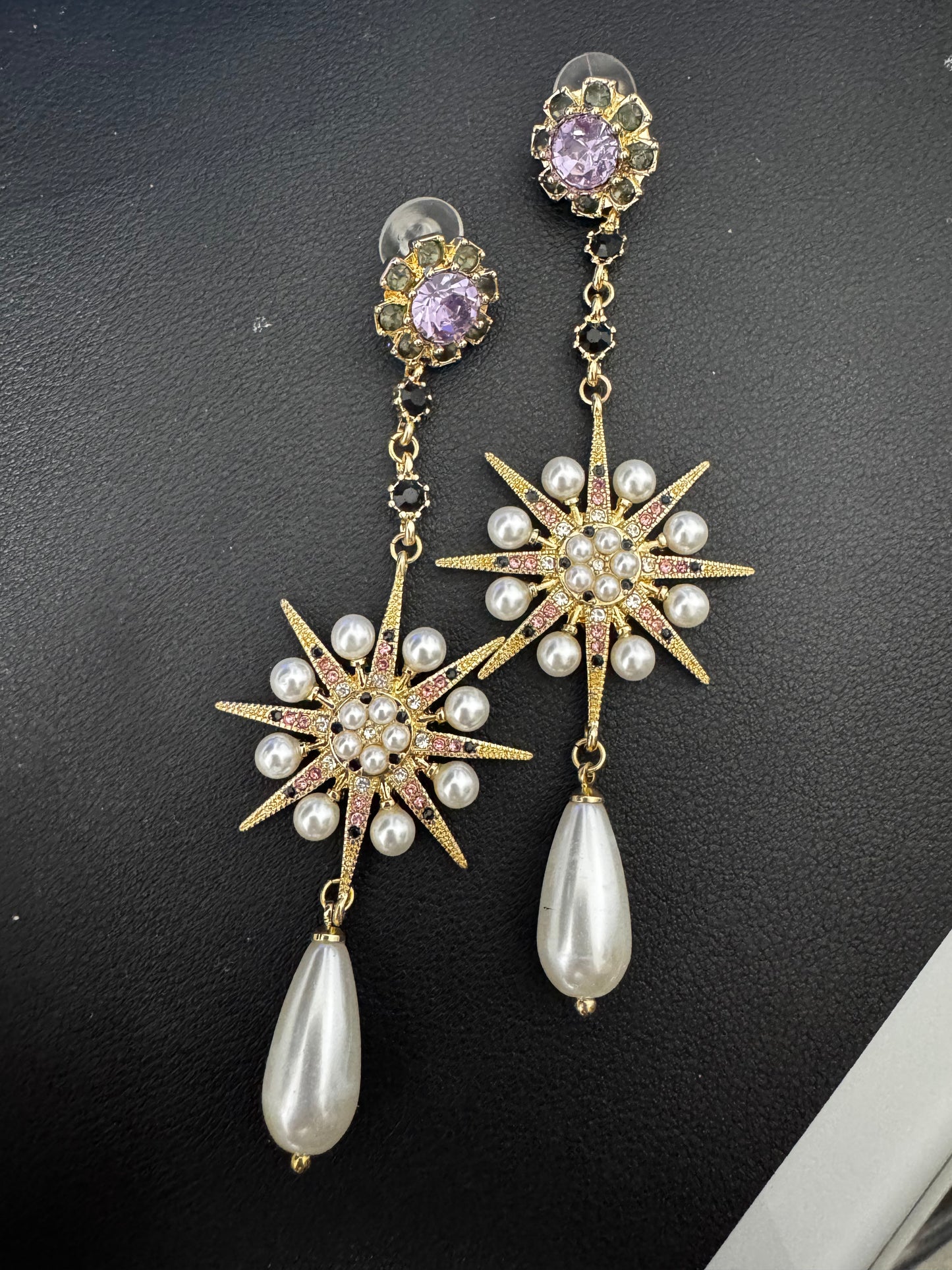 Exaggerated Luxury Sun Moon Stars Drop Earrings Rhinestone Punk Earrings for Women Jewelry Golden Boho Vintage Statement Earrings
