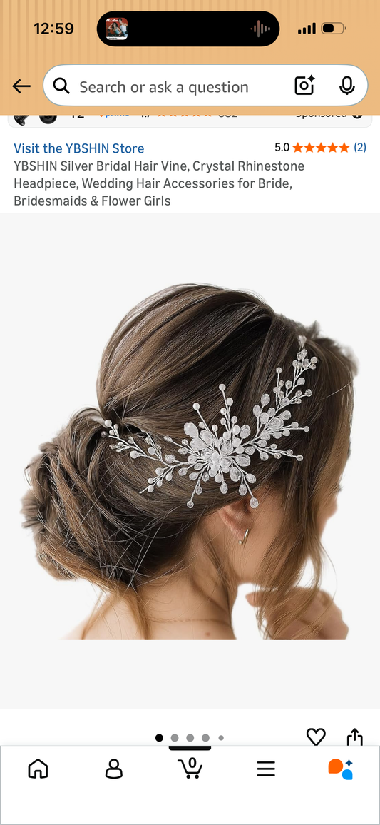 YBSHIN Silver Bridal Hair Vine, Crystal Rhinestone Headpiece, Wedding Hair Accessories for Bride, Bridesmaids & Flower Girls