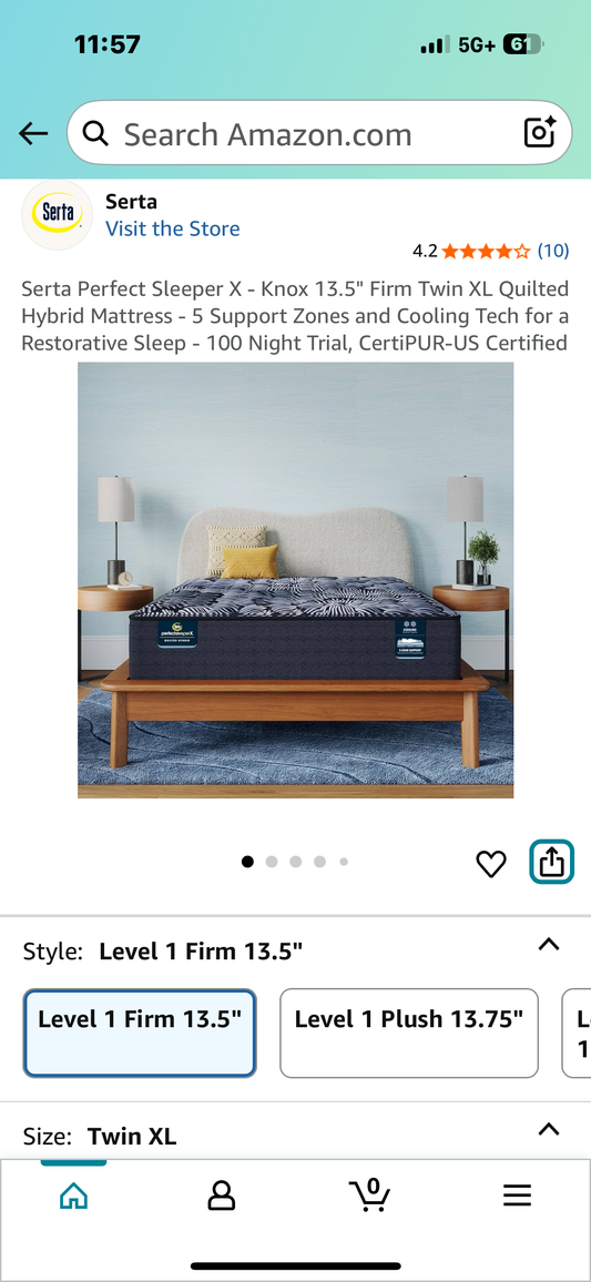 Serta Perfect Sleeper X - Knox 13.5" Firm Twin XL Quilted Hybrid Mattress - 5 Support Zones and Cooling Tech for a Restorative Sleep - 100 Night Trial, CertiPUR-US Certified (B1068)