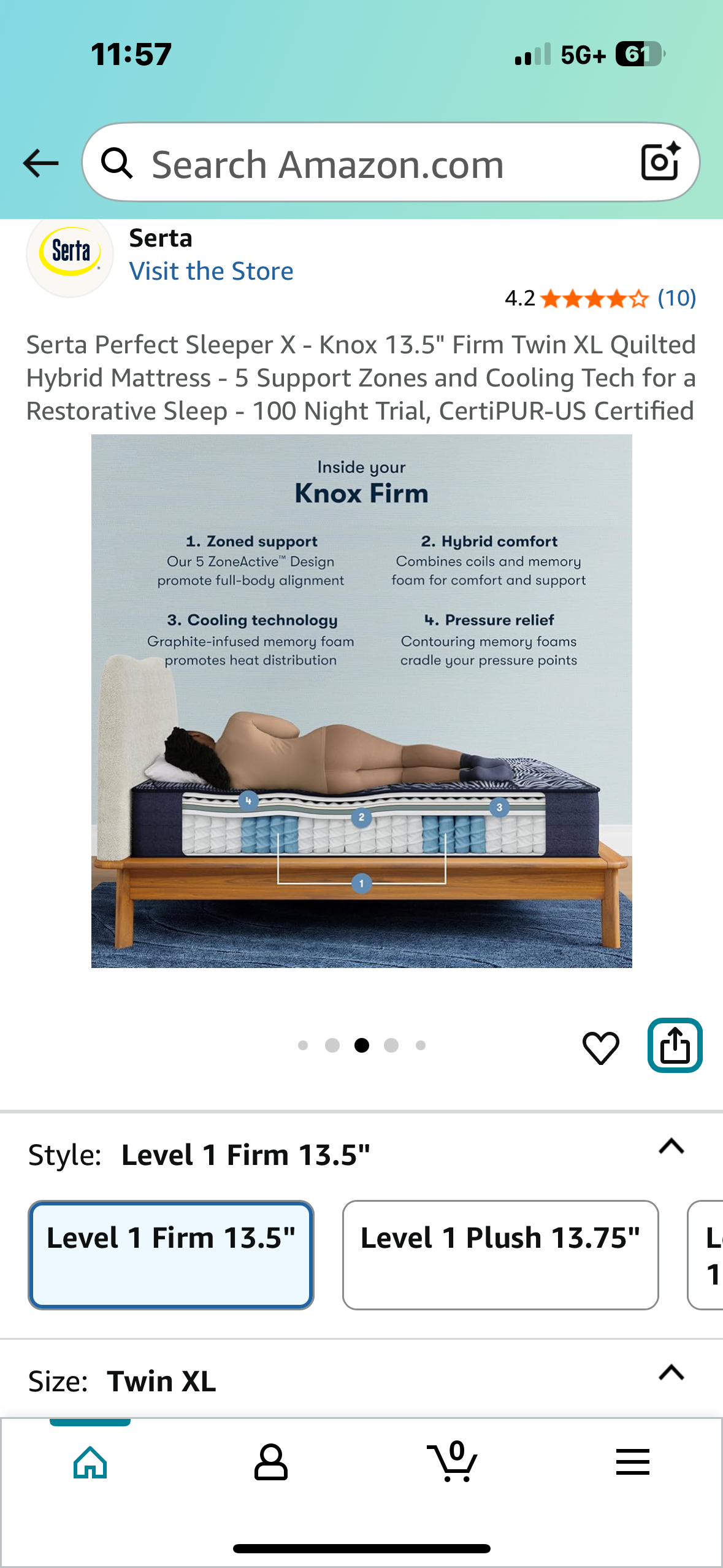 Serta Perfect Sleeper X - Knox 13.5" Firm Twin XL Quilted Hybrid Mattress - 5 Support Zones and Cooling Tech for a Restorative Sleep - 100 Night Trial, CertiPUR-US Certified (B1068)