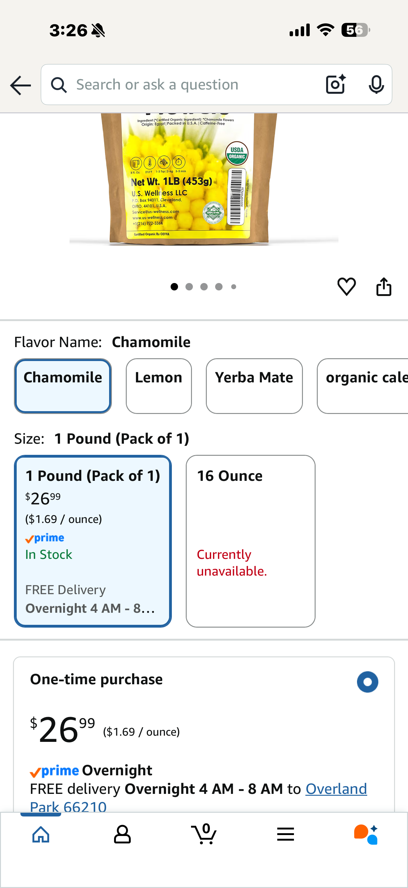 Chamomile Tea 1LB (16Oz) 100% CERTIFIED Organic (USDA seal) Chamomile Flowers Herbal Tea (Matricaria Chamomilla) in 1 lb Bulk BPA-free Resealable Bags from U.S. Wellness (exp 6/28)
