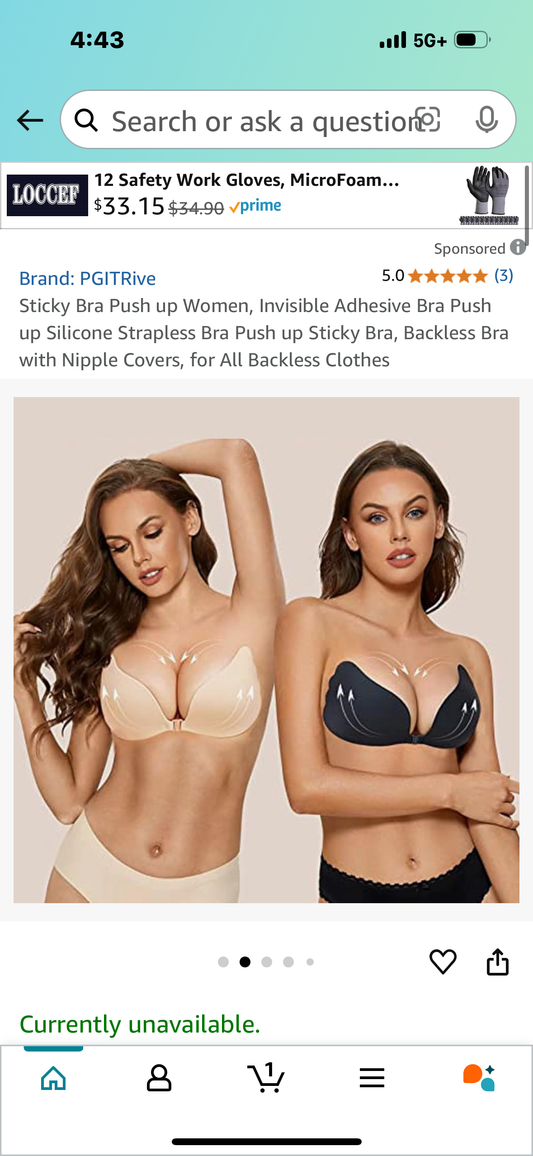 Sticky Bra Push up Women, Invisible Adhesive Bra Push up Silicone Strapless Bra Push up Sticky Bra, Backless Bra with Nipple Covers, for All Backless Clothes