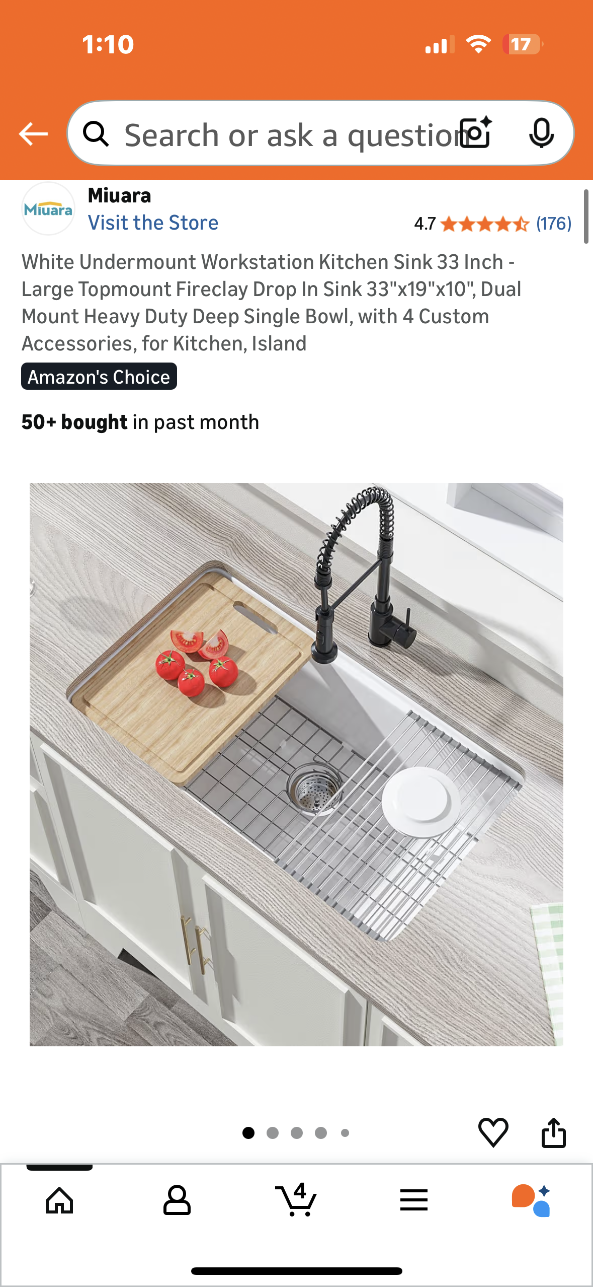 White Undermount Workstation Kitchen Sink 33 Inch - Large Topmount Fireclay Drop In Sink 33"x19"x10", Dual Mount Heavy Duty Deep Single Bowl, with Custom Accessories (B1160)