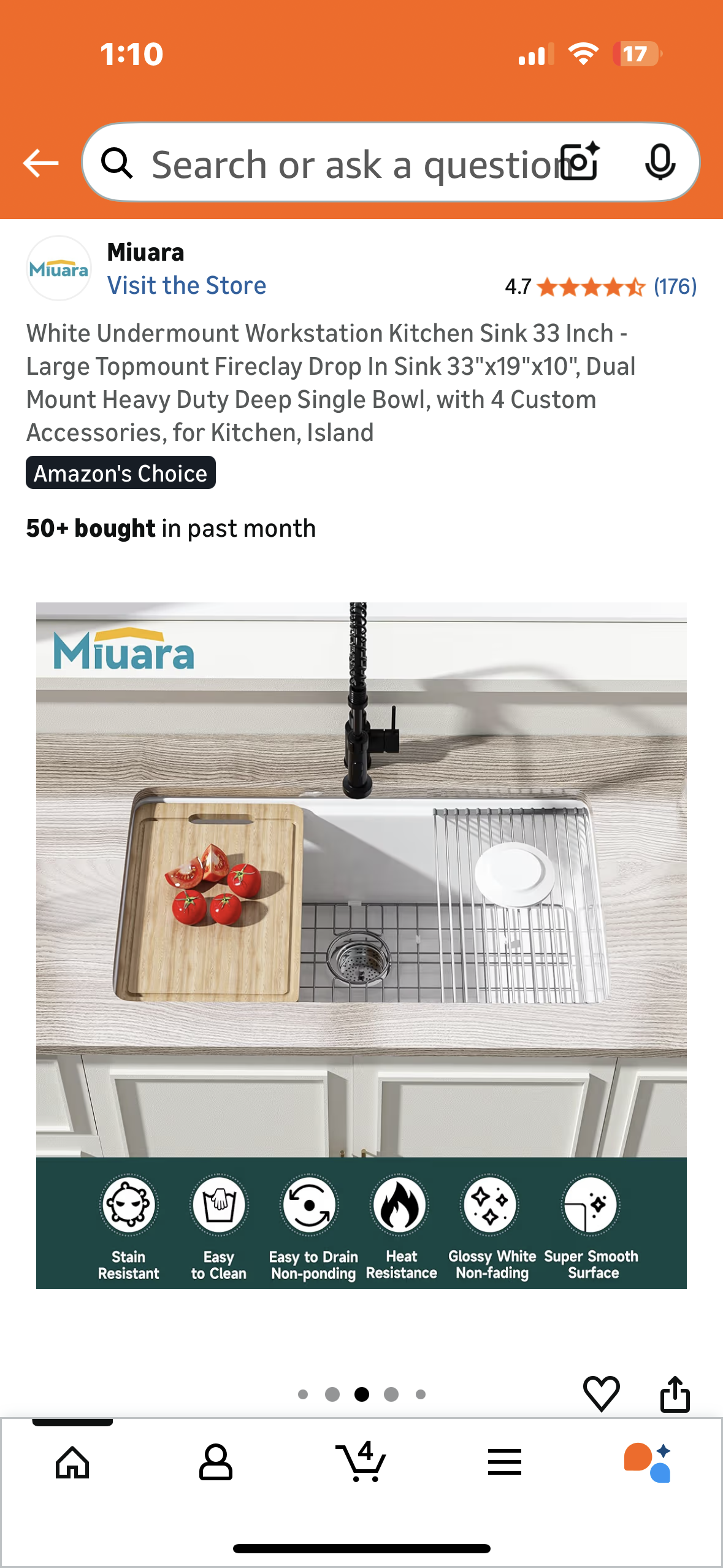 White Undermount Workstation Kitchen Sink 33 Inch - Large Topmount Fireclay Drop In Sink 33"x19"x10", Dual Mount Heavy Duty Deep Single Bowl, with Custom Accessories (B1160)