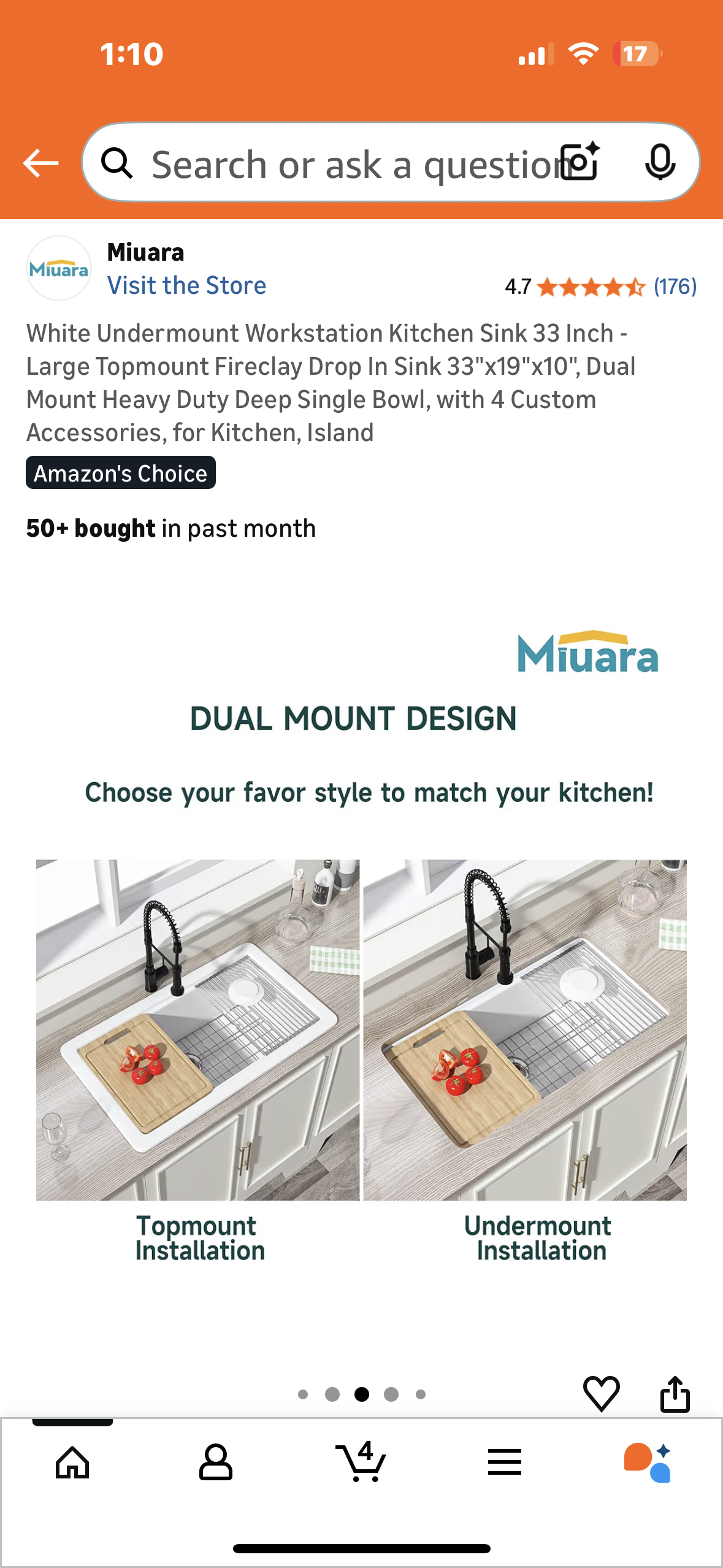 White Undermount Workstation Kitchen Sink 33 Inch - Large Topmount Fireclay Drop In Sink 33"x19"x10", Dual Mount Heavy Duty Deep Single Bowl, with Custom Accessories (B1160)