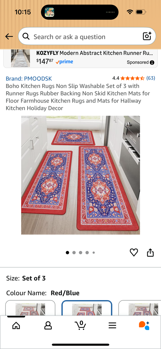 Boho Kitchen Rugs Non Slip Washable Set of 3 with Runner Rugs Rubber Backing Non Skid Kitchen Mats for Floor Farmhouse Kitchen Rugs and Mats for Hallway Kitchen Holiday Decor