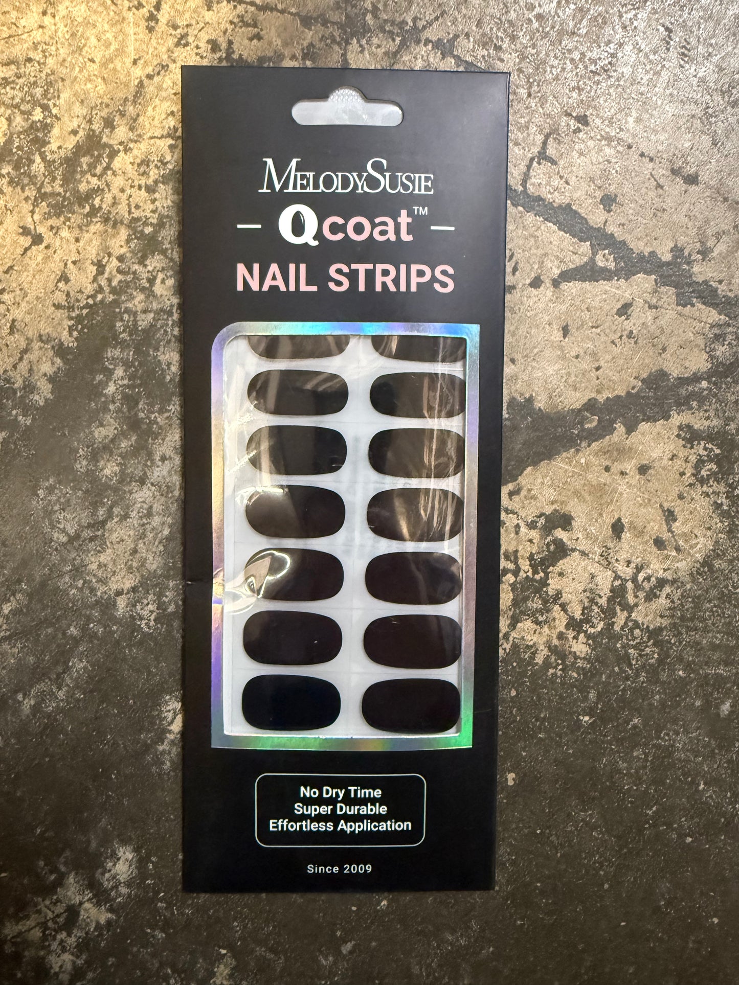 ‼️2 for $3‼️MelodySusie Qcoat Fully Cured Gel Strips, Black, UV Free Polish Strips, Salon Quality, Long Lasting Stickers, Includes 22 Wraps, 2 Prep Pads, Nail File, Wooden Stick