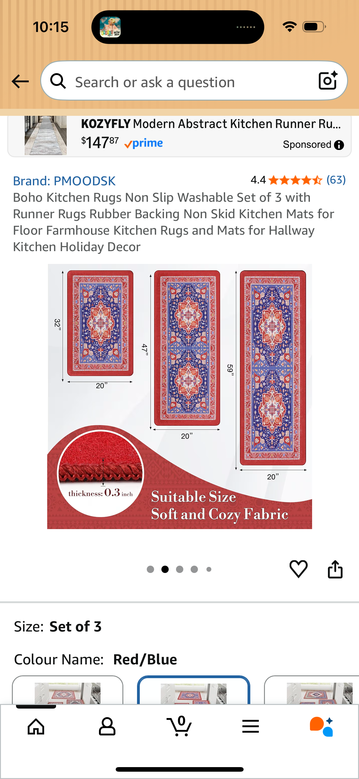 Boho Kitchen Rugs Non Slip Washable Set of 3 with Runner Rugs Rubber Backing Non Skid Kitchen Mats for Floor Farmhouse Kitchen Rugs and Mats for Hallway Kitchen Holiday Decor