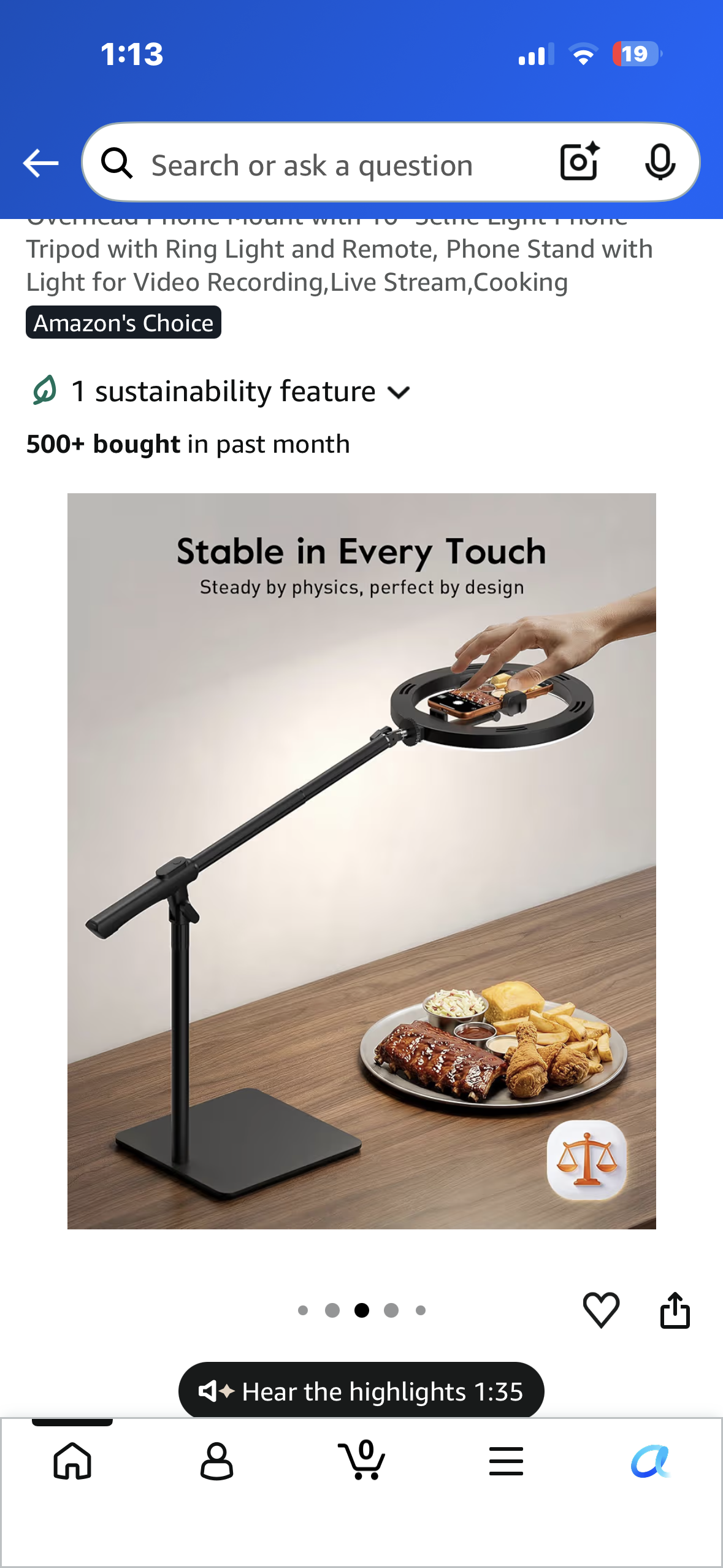 LUXSURE Ring Light with Stand, Adjustable Overhead Phone Mount with 10" Selfie Light, Phone Tripod, Ring Light and Remote, for Video Recording, Live Streaming’