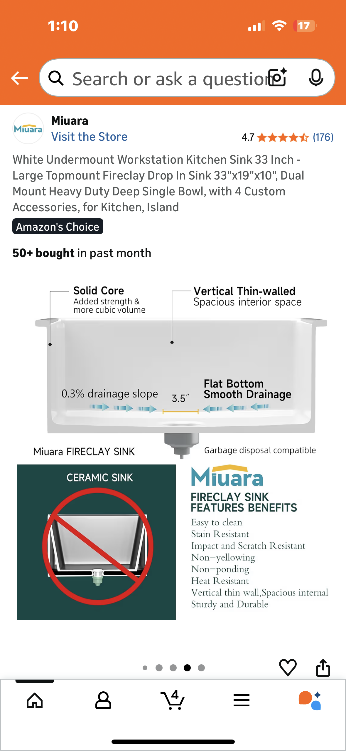 White Undermount Workstation Kitchen Sink 33 Inch - Large Topmount Fireclay Drop In Sink 33"x19"x10", Dual Mount Heavy Duty Deep Single Bowl, with Custom Accessories (B1160)
