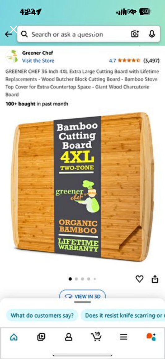 New - GREENER CHEF 36” 4XL Extra Large Cutting Board, Bamboo Wood Butcher Block Cutting Board or Charcuterie Board (L615)