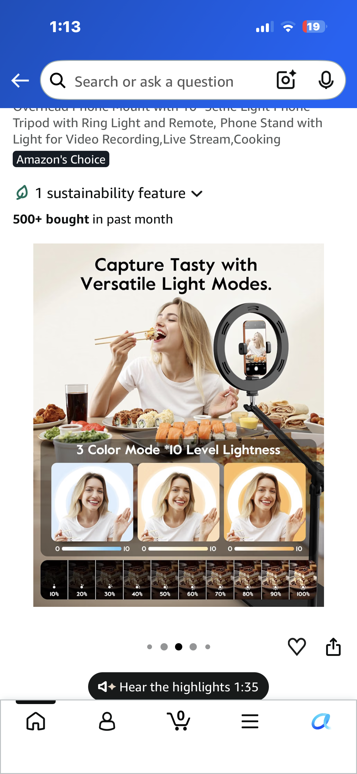 LUXSURE Ring Light with Stand, Adjustable Overhead Phone Mount with 10" Selfie Light, Phone Tripod, Ring Light and Remote, for Video Recording, Live Streaming’