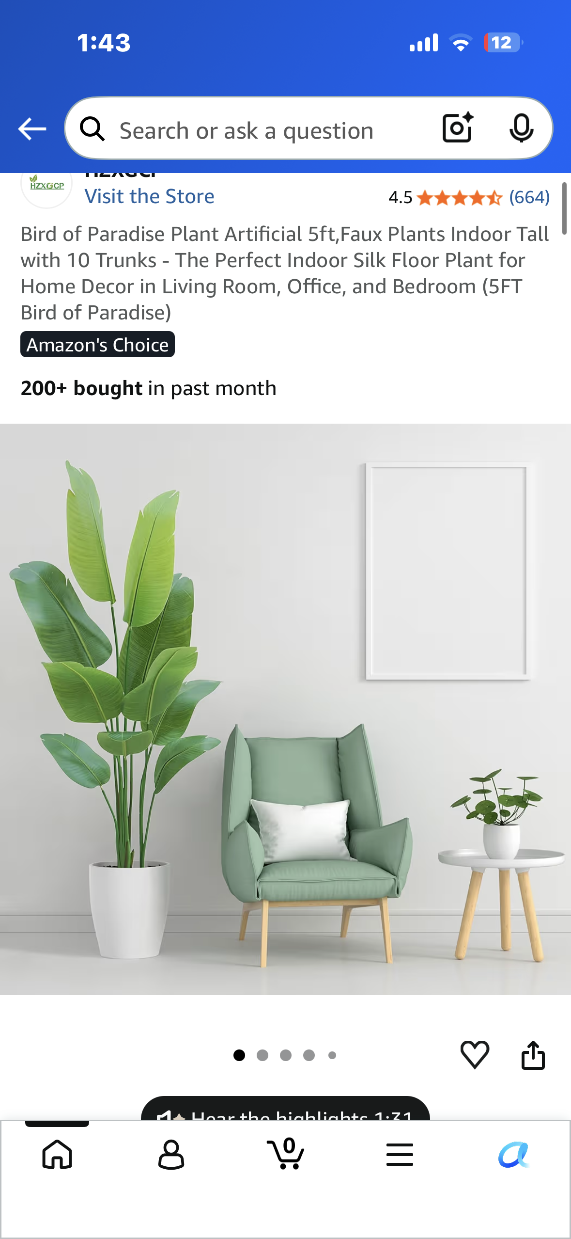 5’ Bird of Paradise Artificial Plant, Faux Indoor Plant with 10 Trunks - The Perfect Indoor Silk Floor Plant for Home Decor, 5FT Bird of Paradise)
