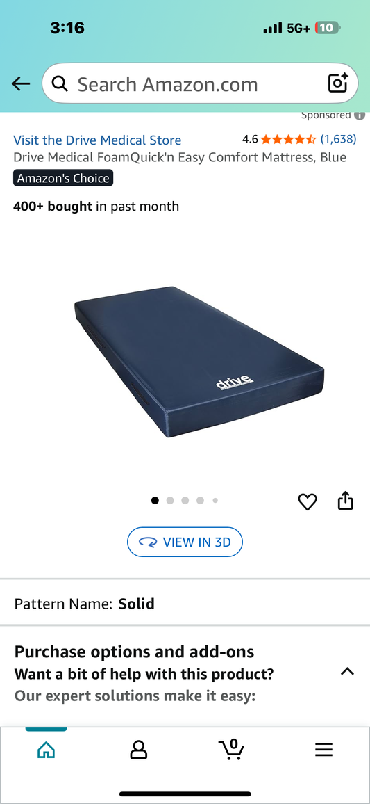 Drive Medical FoamQuick'n Easy Comfort Mattress, Blue (B1070)