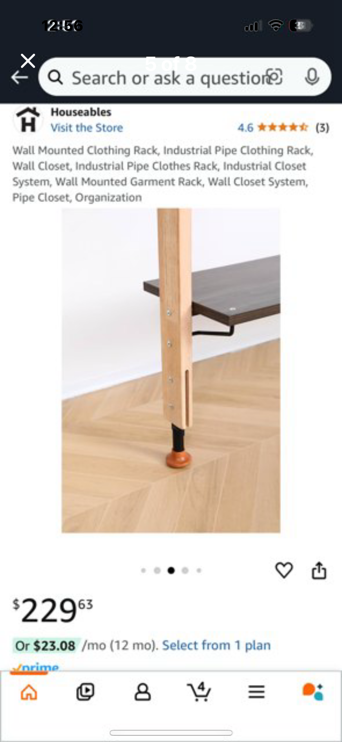 New - Industrial Pipe Clothing Rack. Wall Mounted Garment Rack, Wall Closet System (B525)