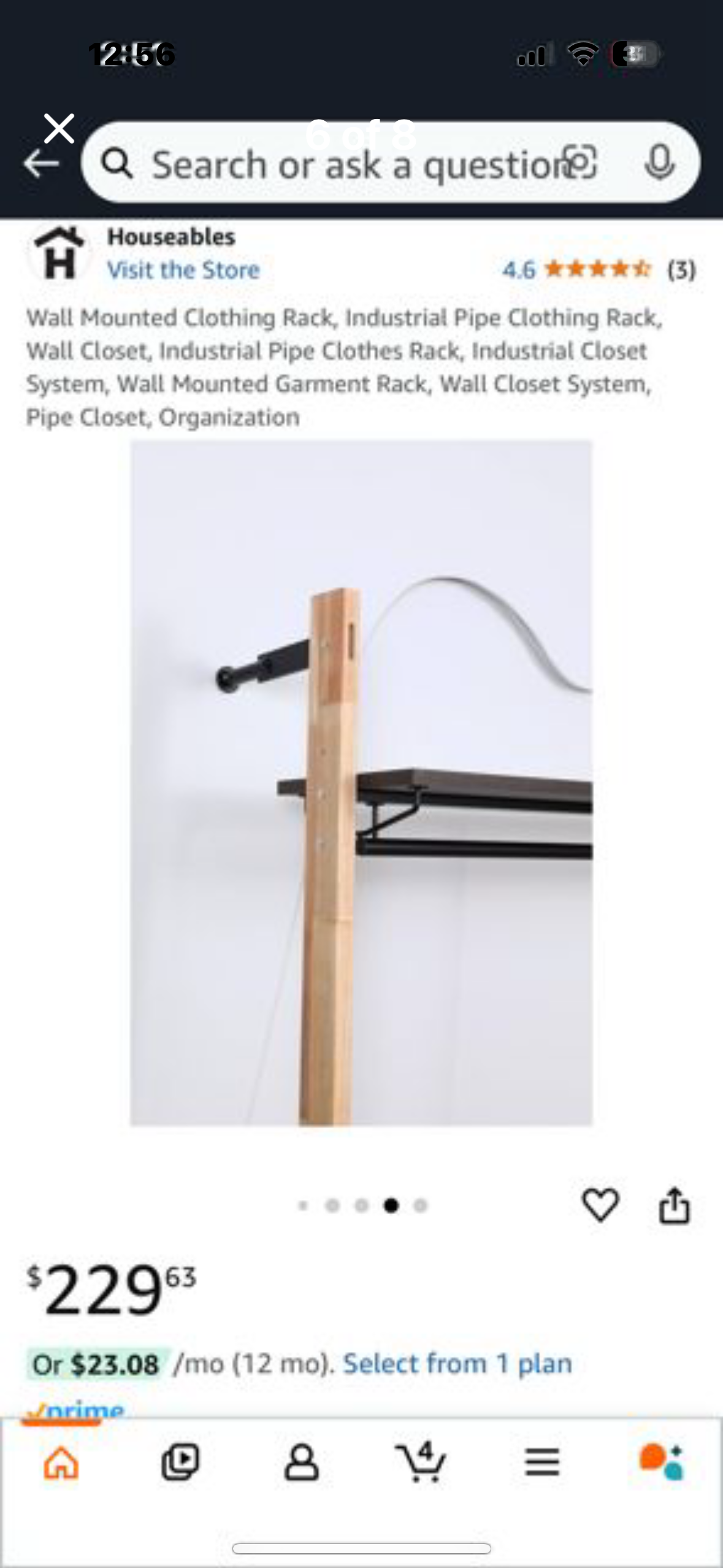 New - Industrial Pipe Clothing Rack. Wall Mounted Garment Rack, Wall Closet System (B525)