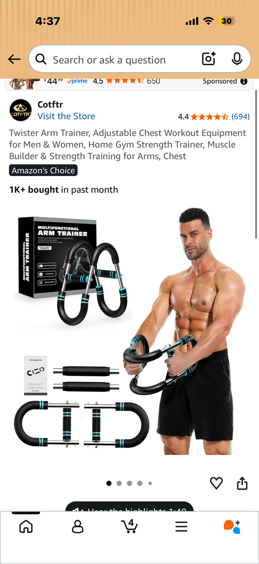 Twister Arm Trainer, Adjustable Chest Workout Equipment for Men & Women, Home Gym Strength Trainer, Muscle Builder & Strength Training for Arms, Chest