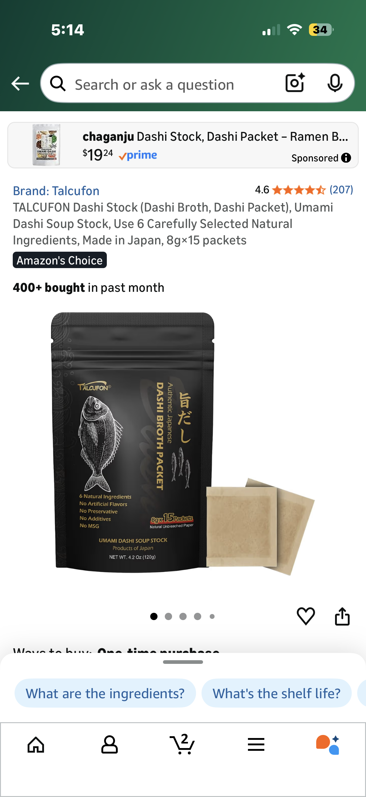 TALCUFON Dashi Stock (Dashi Broth, Dashi Packet), Umami Dashi Soup Stock, Use 6 Carefully Selected Natural Ingredients, Made in Japan, 8g×15 packets
