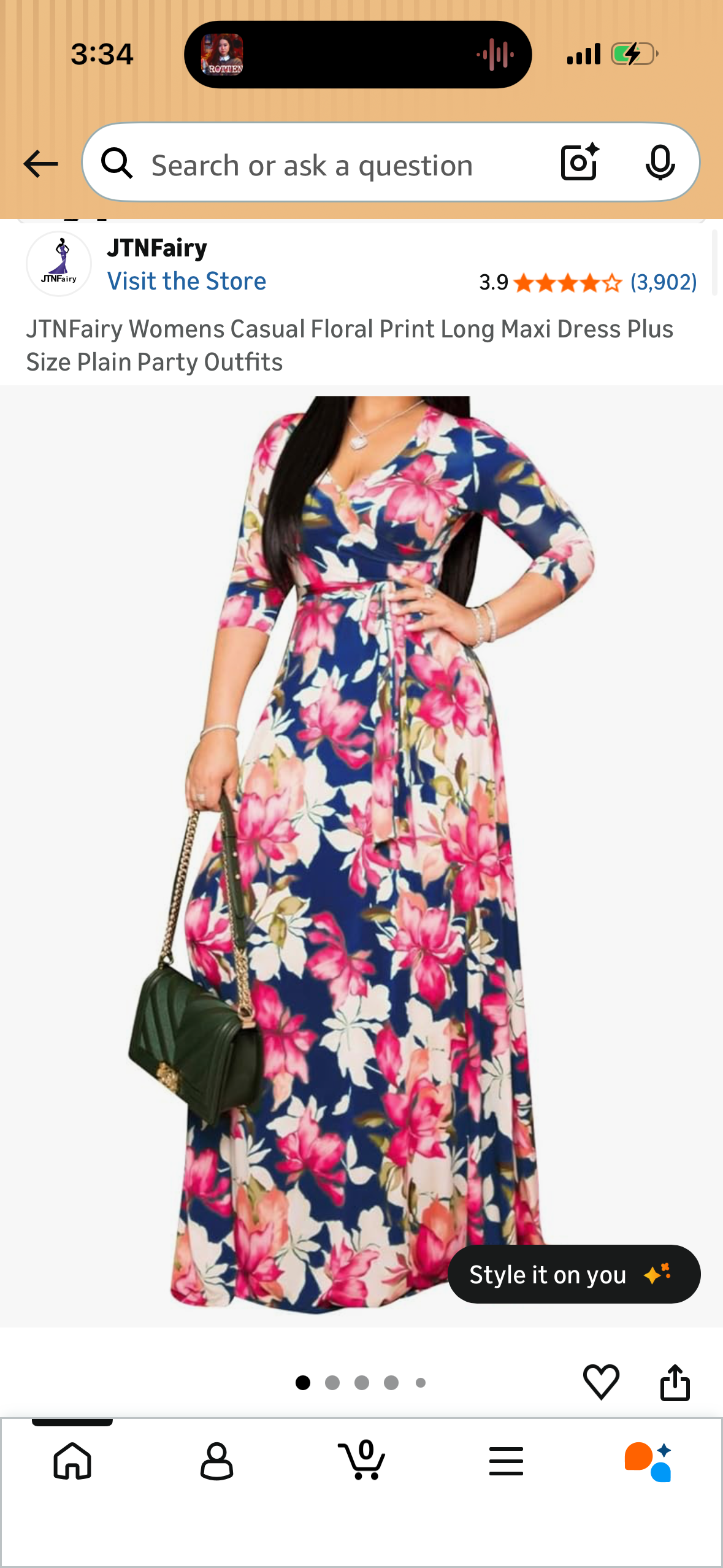 JTNFairy Womens Casual Floral Print Long Maxi Dress Plus Size Plain Party Outfits (Size Small)