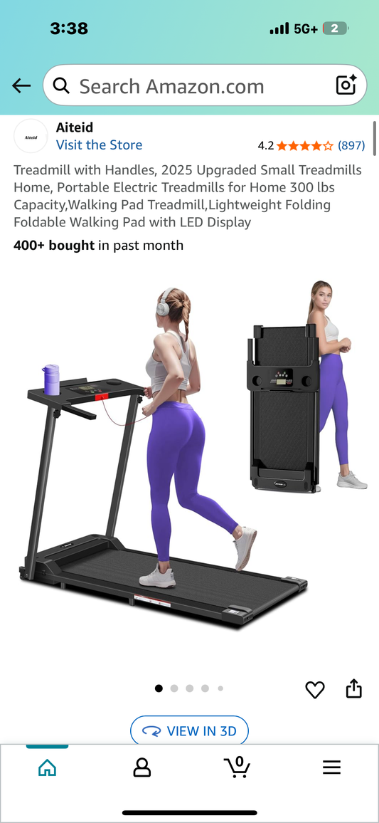 Treadmill with Handles, Upgraded Small Portable Treadmill for Home, 300 lbs Capacity,Walking Pad Treadmill,Lightweight Foldable Walking Pad with LED Display (W511)