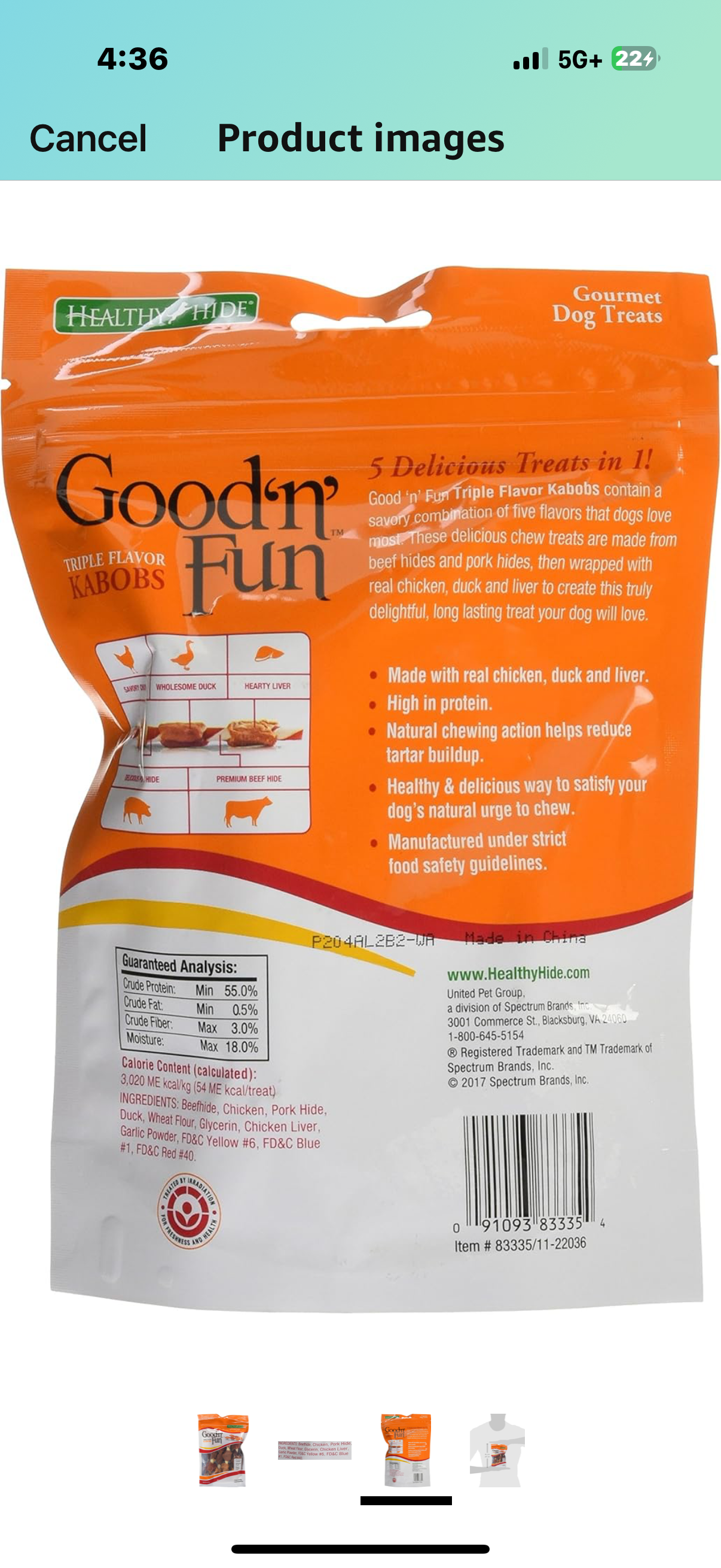 Good n Fun Triple-Flavor Chews, Chicken, Duck and Liver Kabobs 4-Ounce
