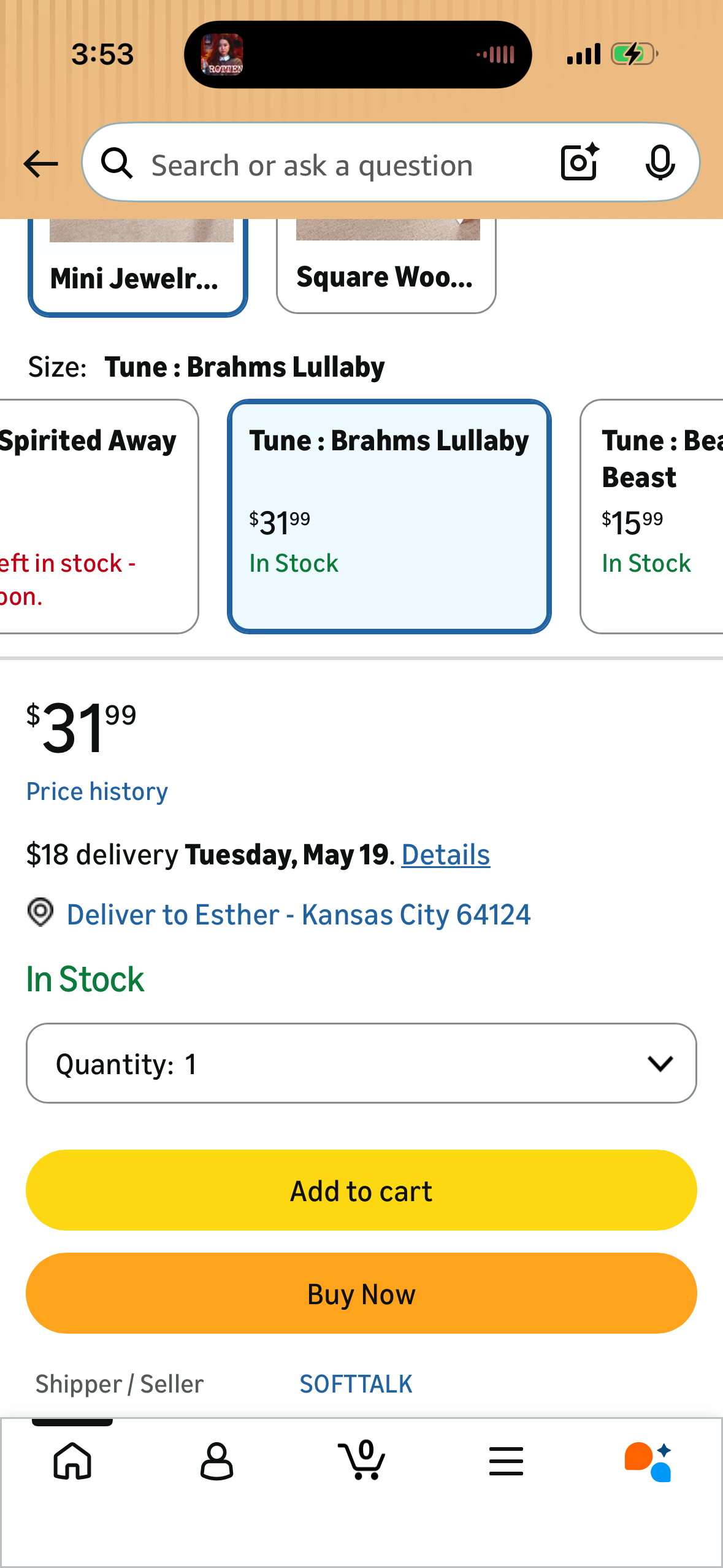 SOFTALK Three-Color Wooden Music Box Jewelry Box Retro Musical Boxs Beautiful Melody for Christmas, Birthday Valentine's Day Gifts (Tune : Brahms Lullaby)
