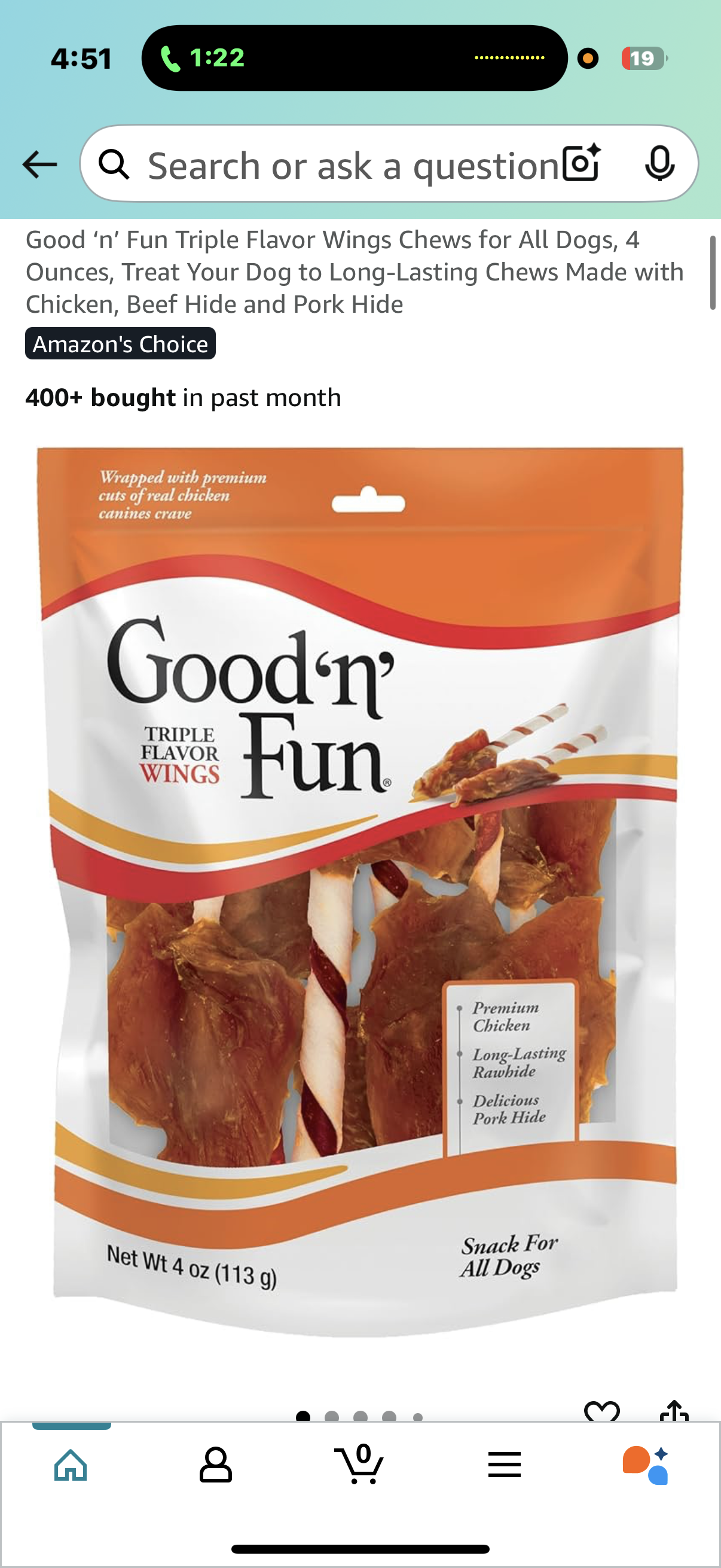 Good ‘n’ Fun Triple Flavor Wings Chews for All Dogs, 4 Ounces, Treat Your Dog to Long-Lasting Chews Made with Chicken, Beef Hide and Pork Hide