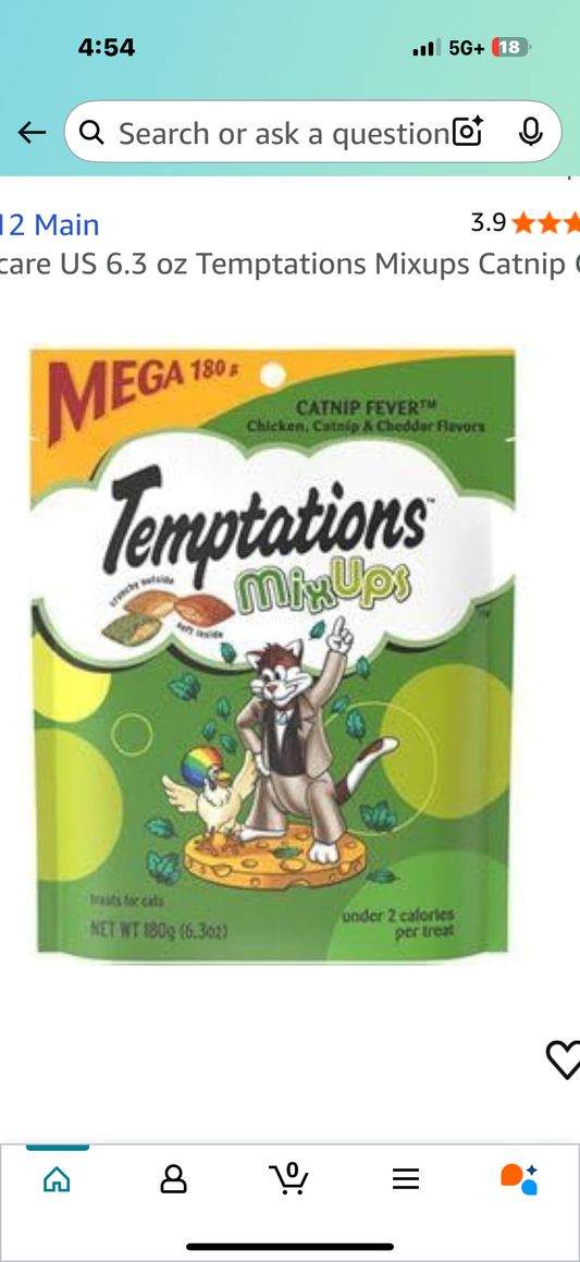 2 packages Mars Petcare US 6.3 oz Temptations Mixups Catnip Cat Treat