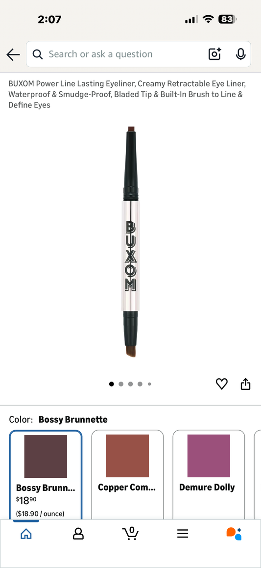 BUXOM Power Line Lasting Eyeliner, Creamy Retractable Eye Liner, Waterproof & Smudge-Proof, Bladed Tip & Built-In Brush to Line & Define Eyes